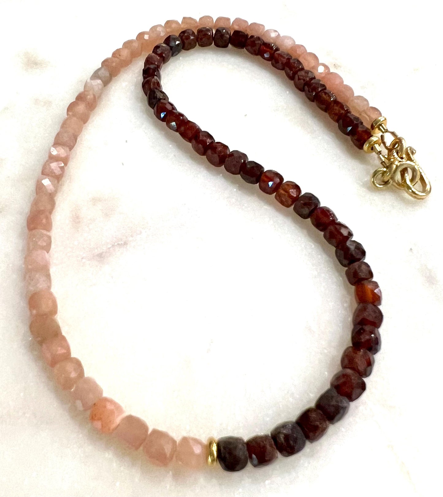 Sunstone and Hessonite Beaded Necklace