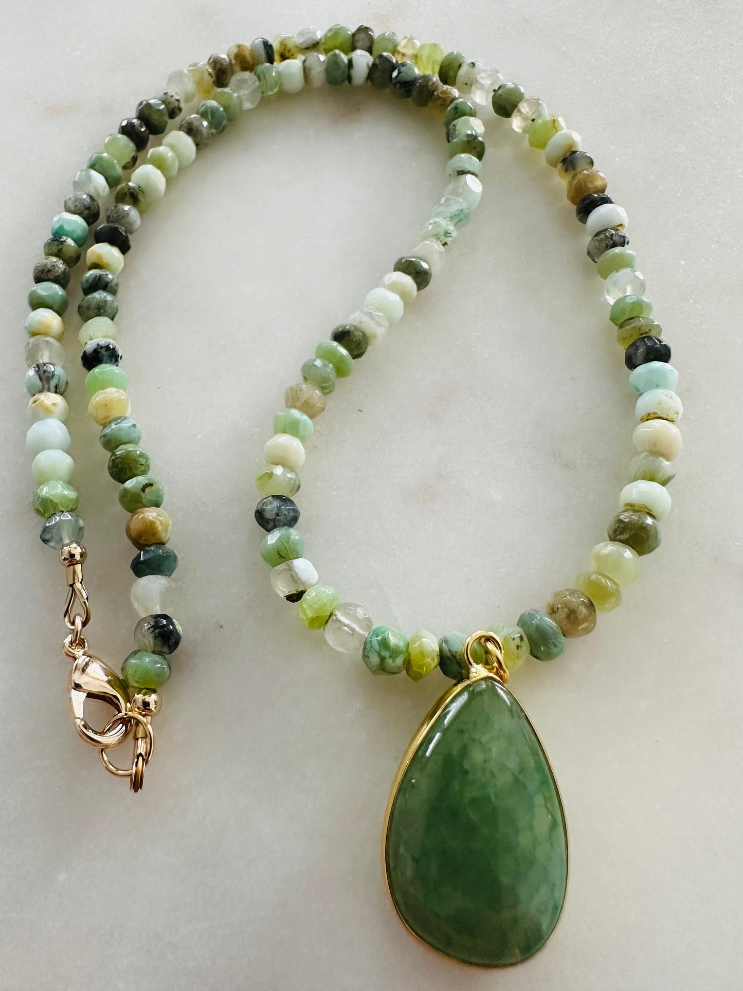 Green Opal Beaded Necklace