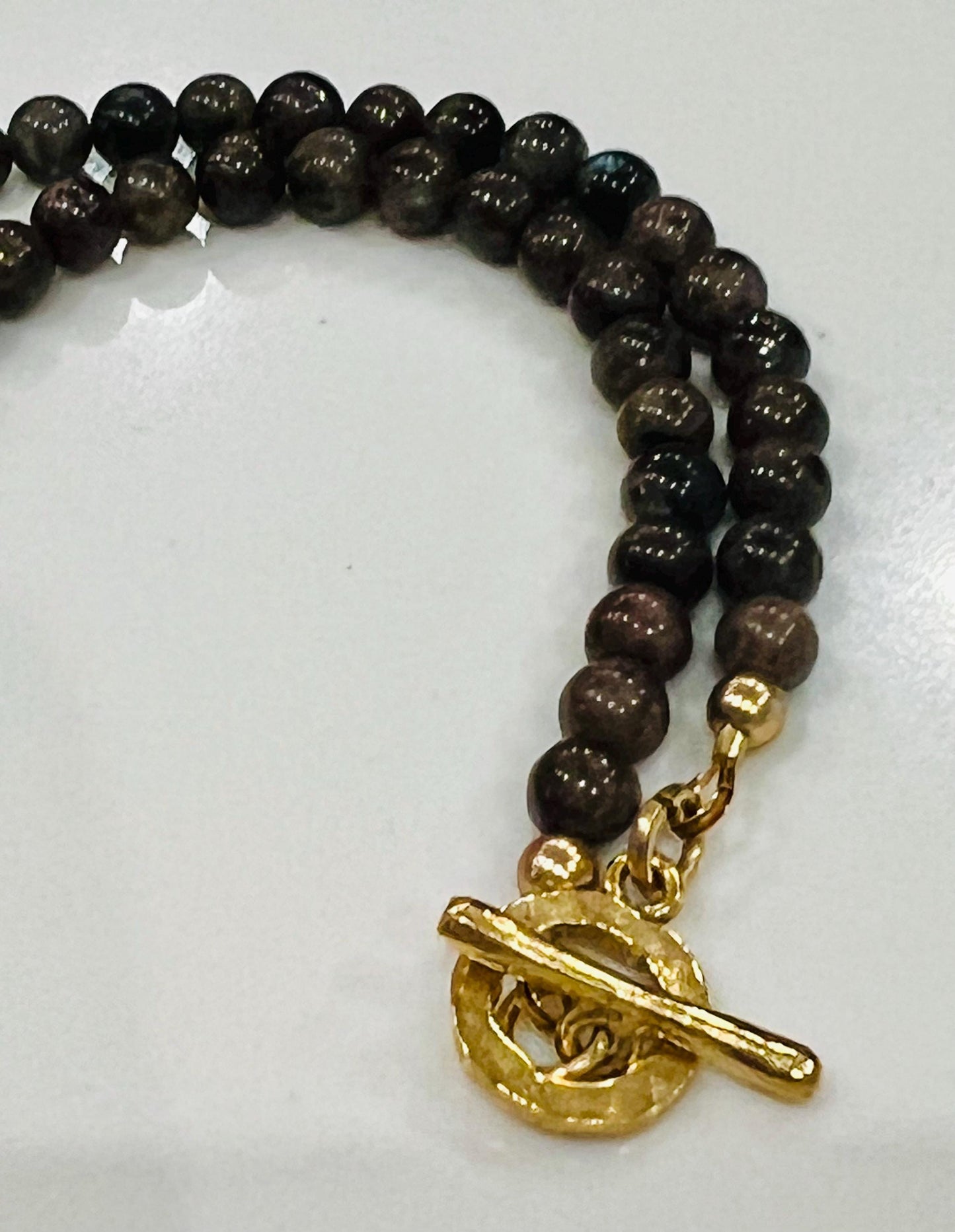 Brown Labradorite Beaded Necklace with Pietersite Pendant