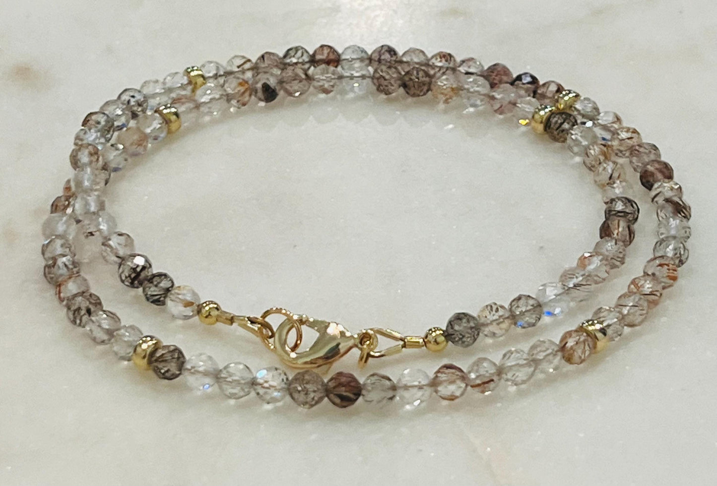 Copper Rutilated Quartz Beaded Necklace