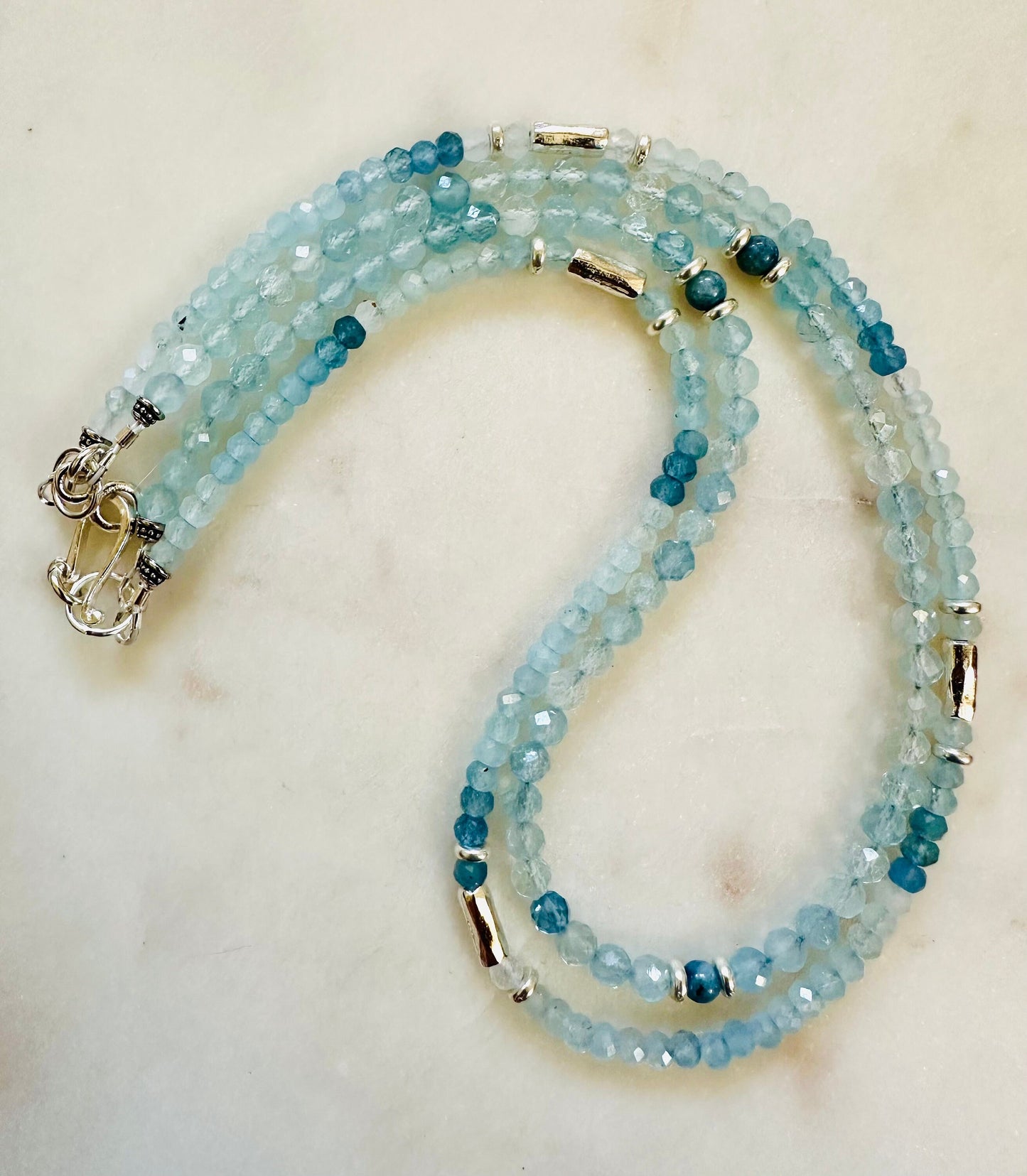 Aquamarine Beaded Two Strand Necklace