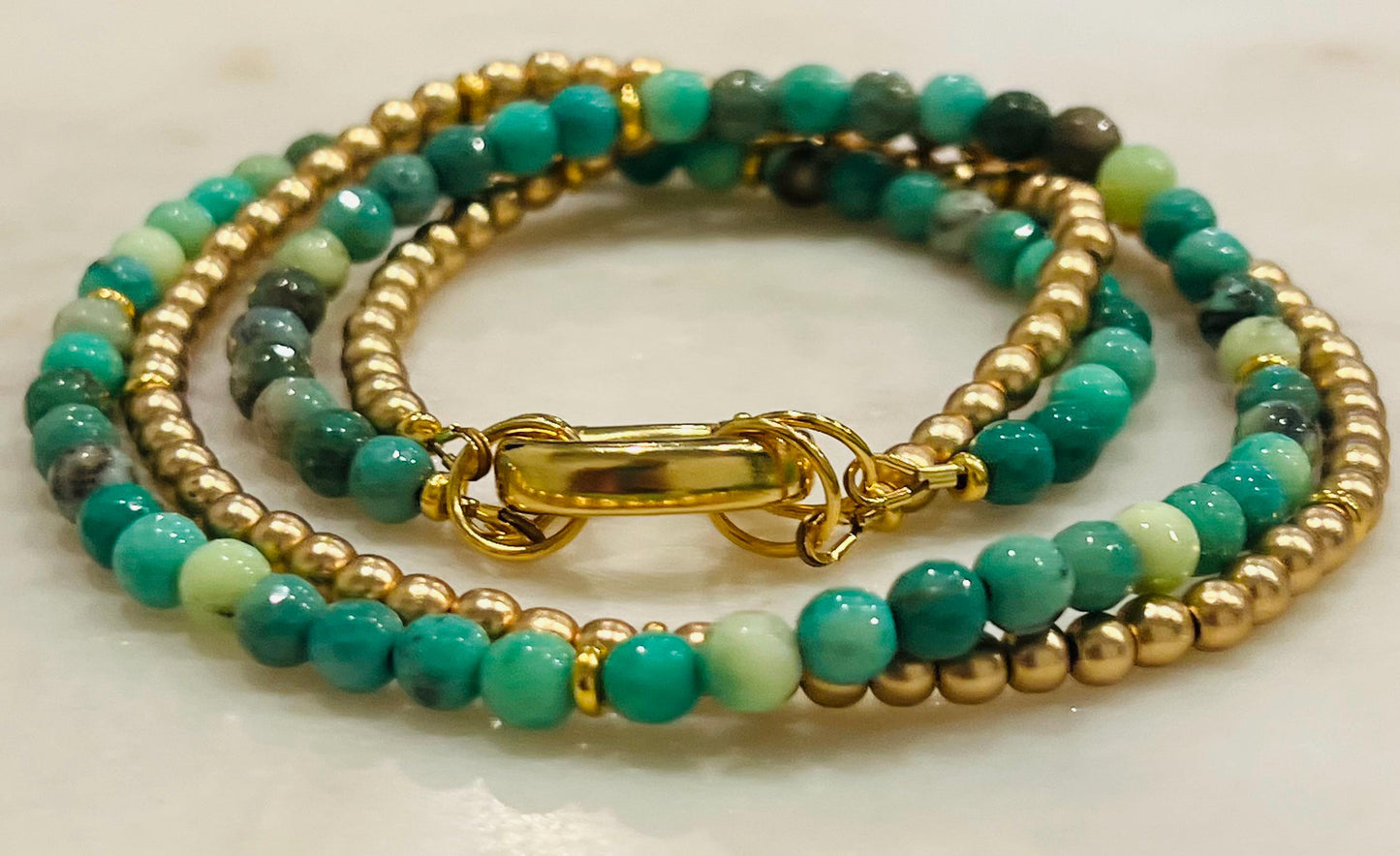 Chrysoprase and Hematite Beaded Necklace