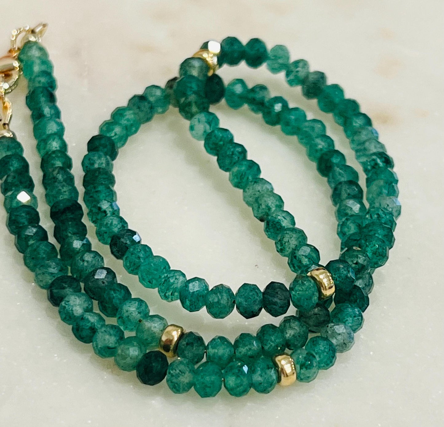 Green Strawberry Quartz Beaded Necklace