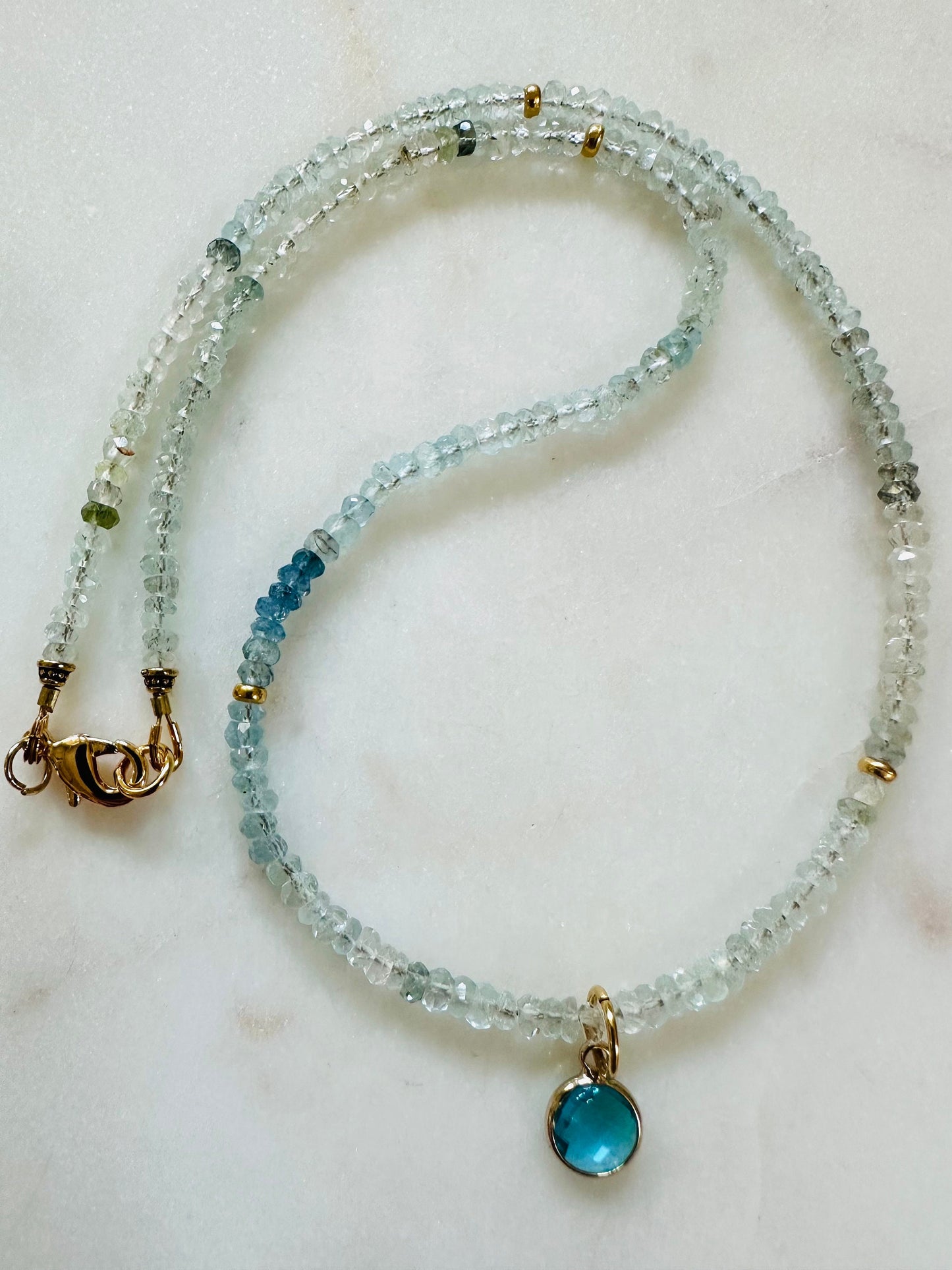 Moss Aquamarine Beaded Necklace
