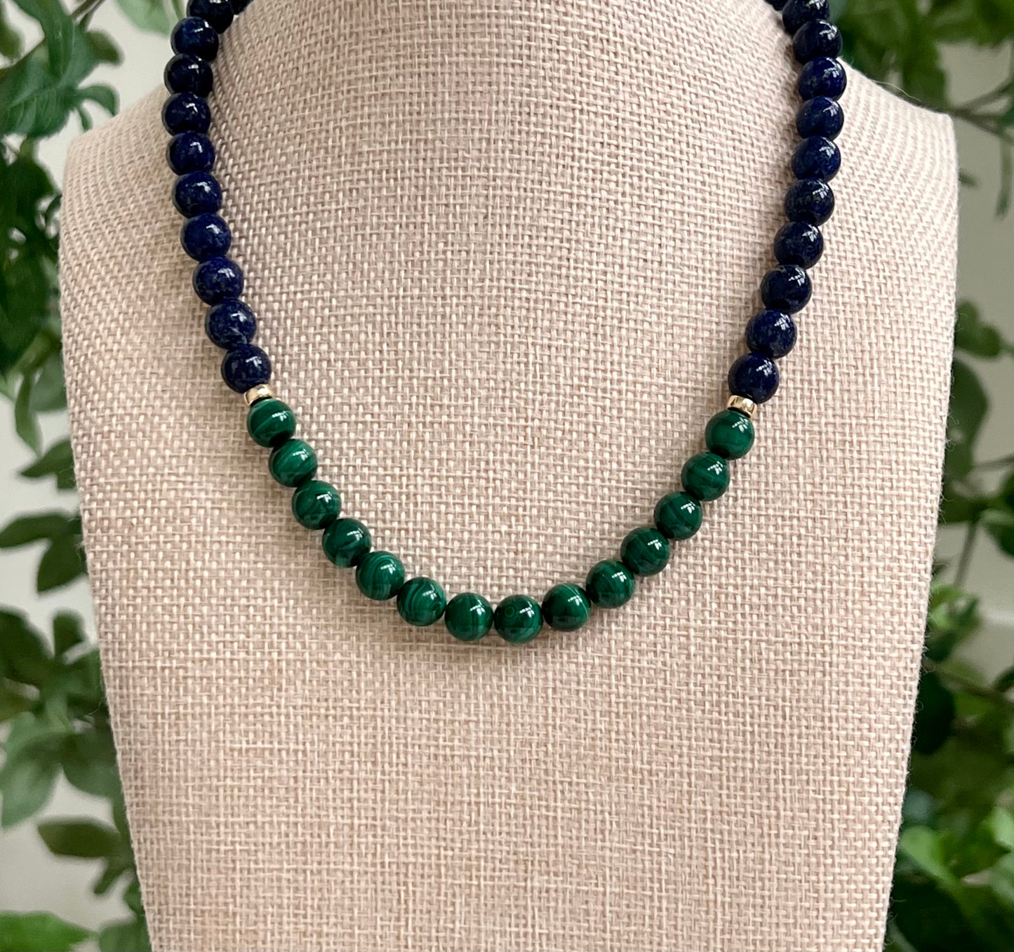 Malachite and Lapis Beaded Necklace