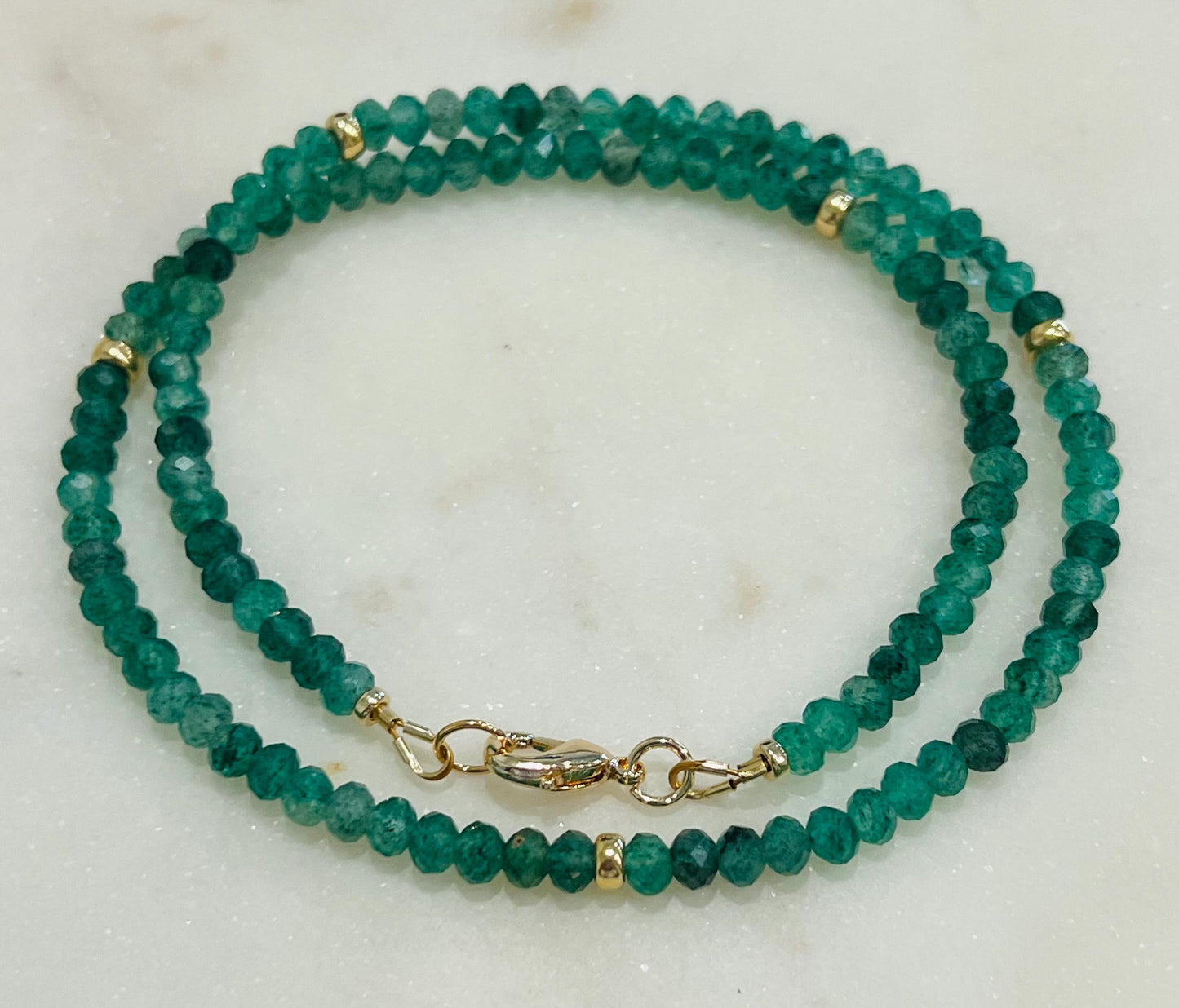 Green Strawberry Quartz Beaded Necklace