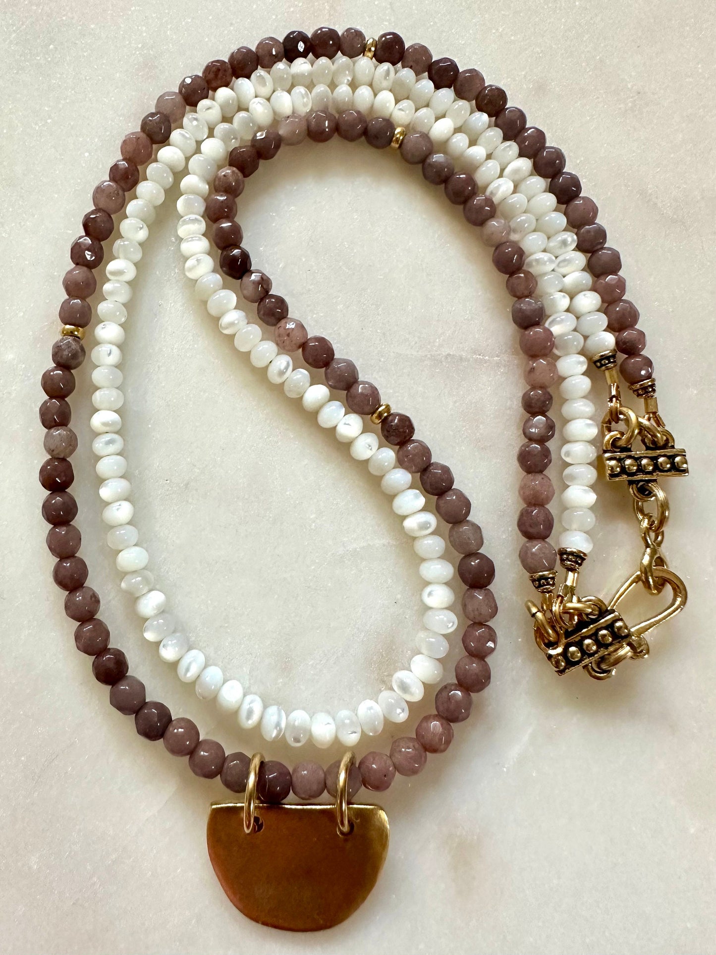 Aventurine and Mother of Pearl Beaded Necklace