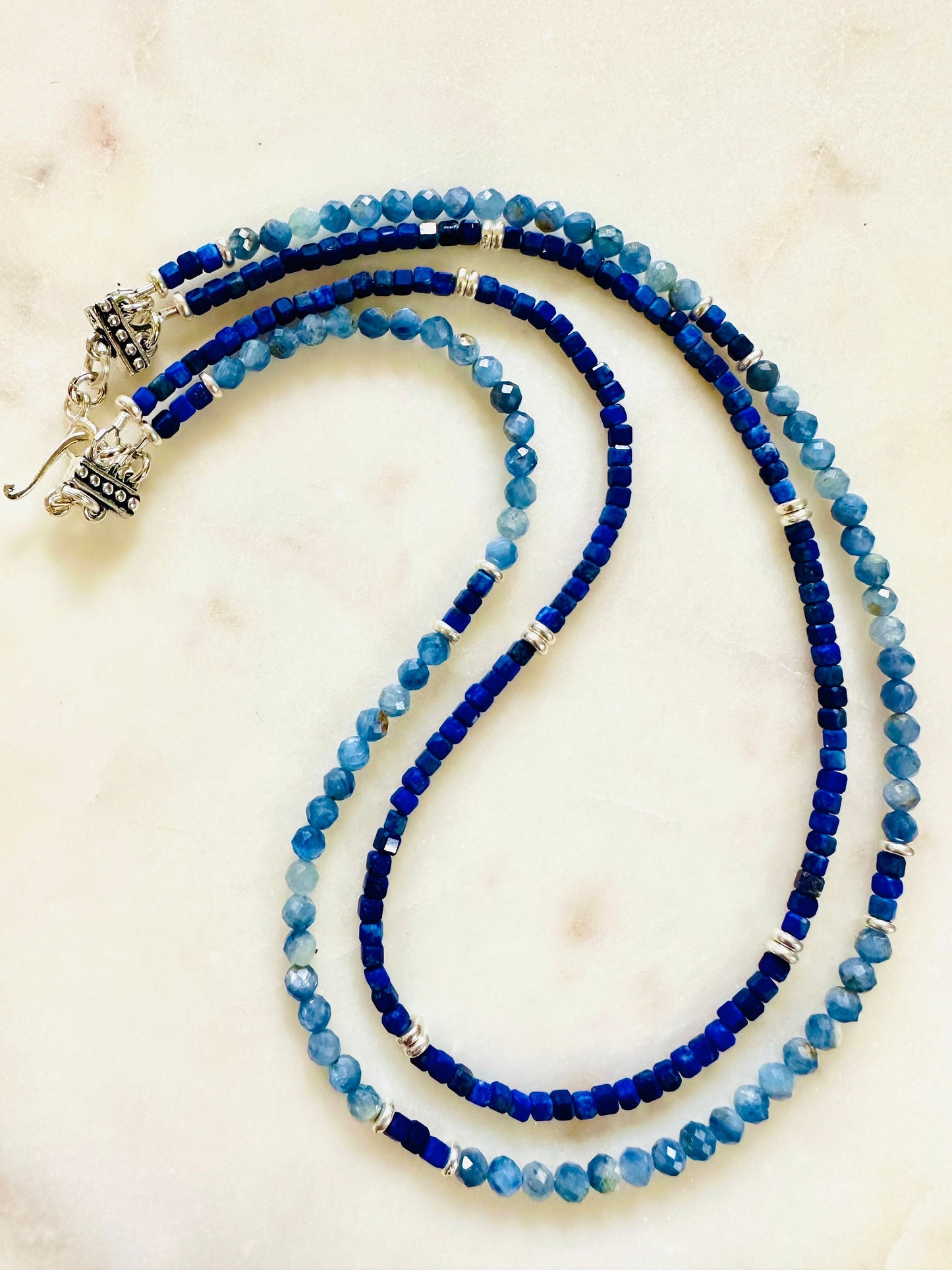 Kyanite Sodalite Beaded Double Strand Necklace