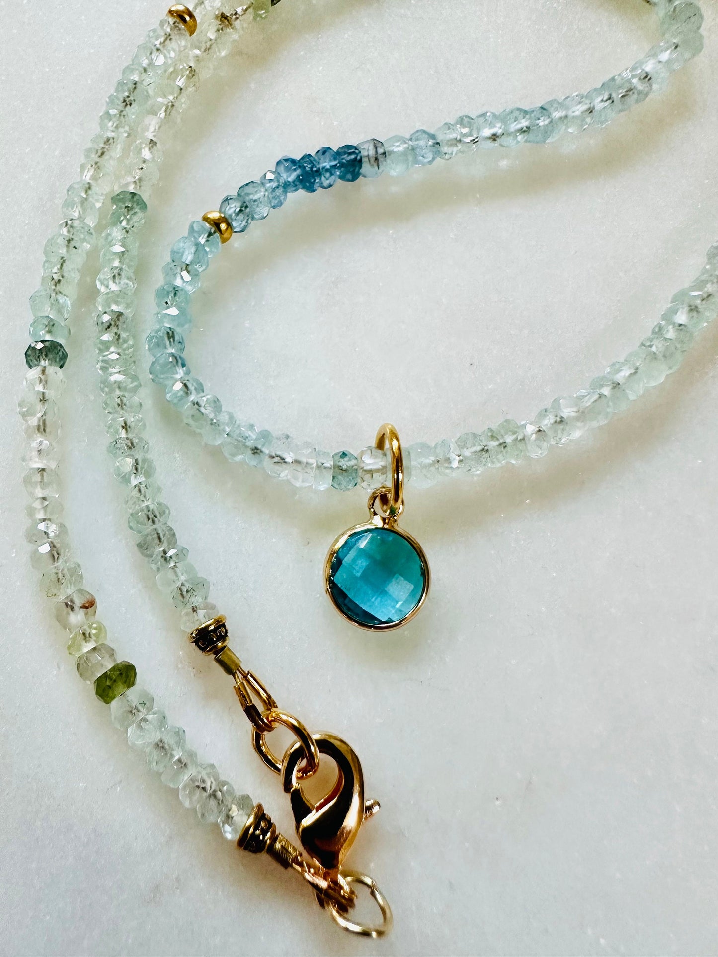 Moss Aquamarine Beaded Necklace