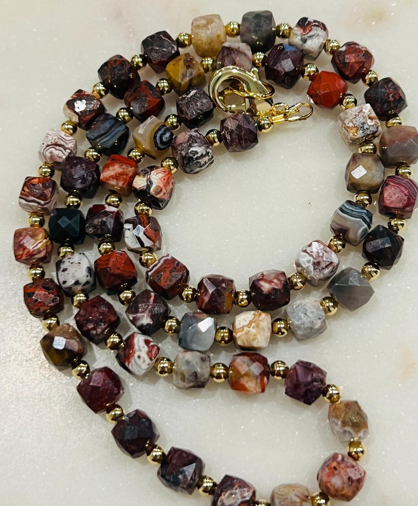 Mexican Crazy Lace Agate Beaded Necklace