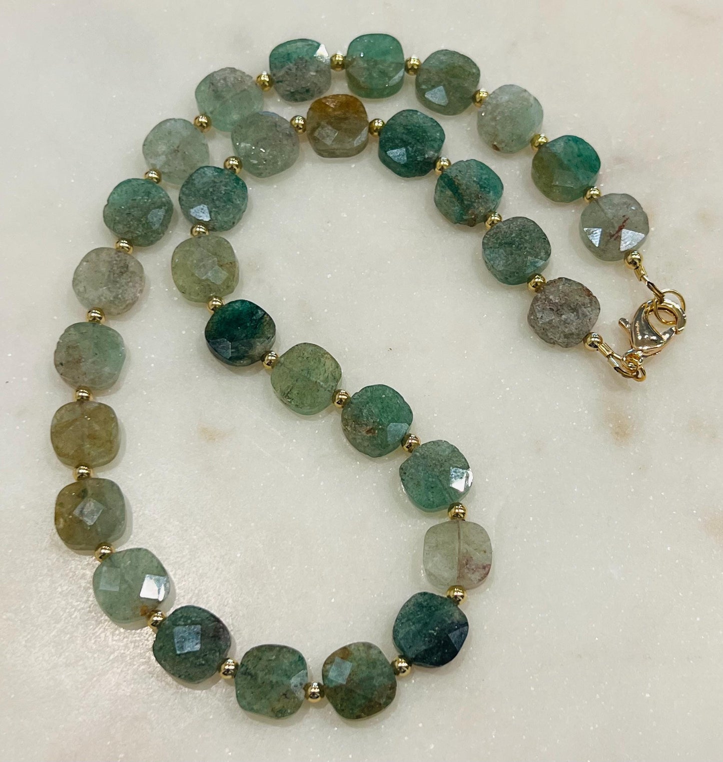 Green Strawberry Quartz Beaded Necklace