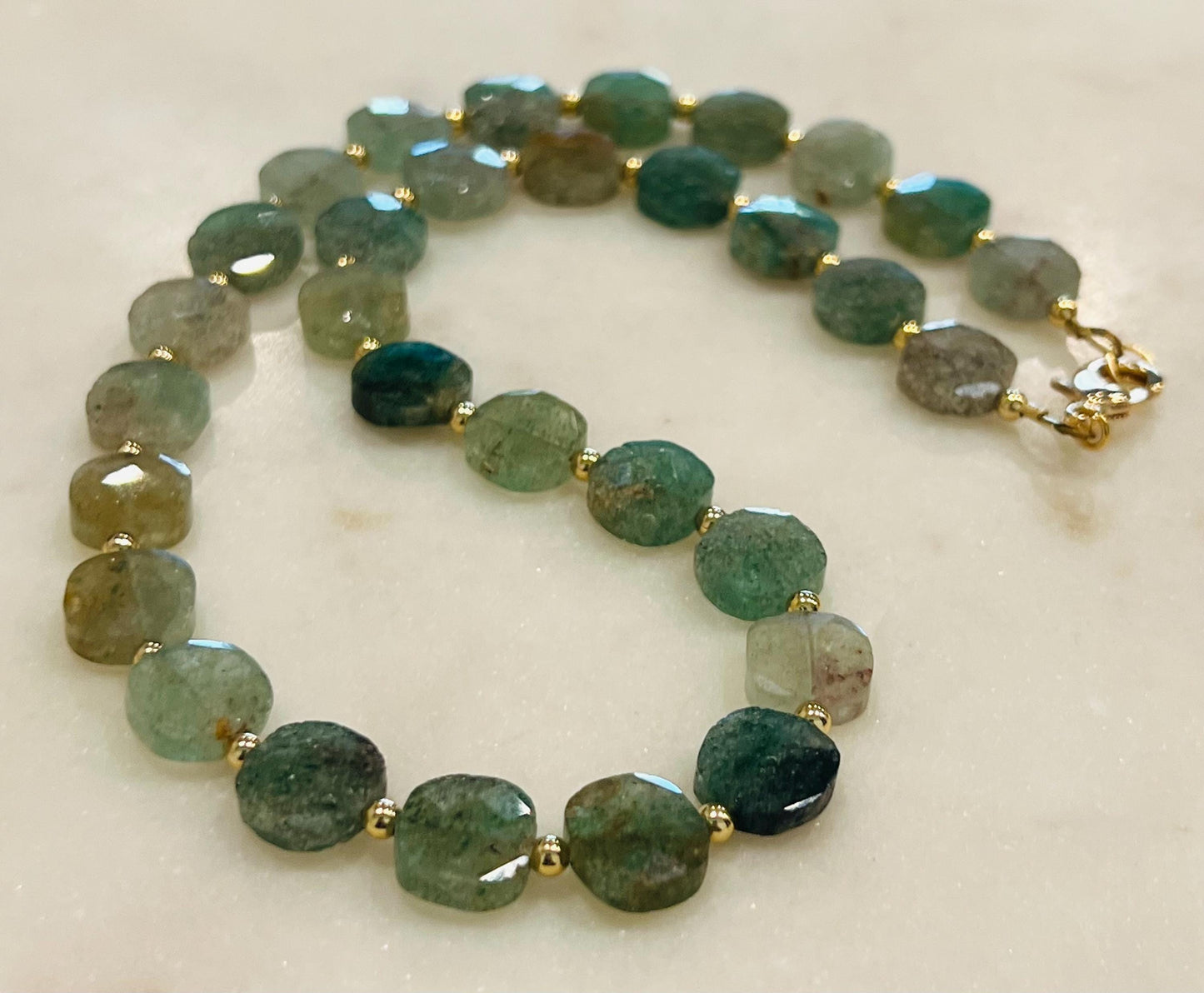 Green Strawberry Quartz Beaded Necklace