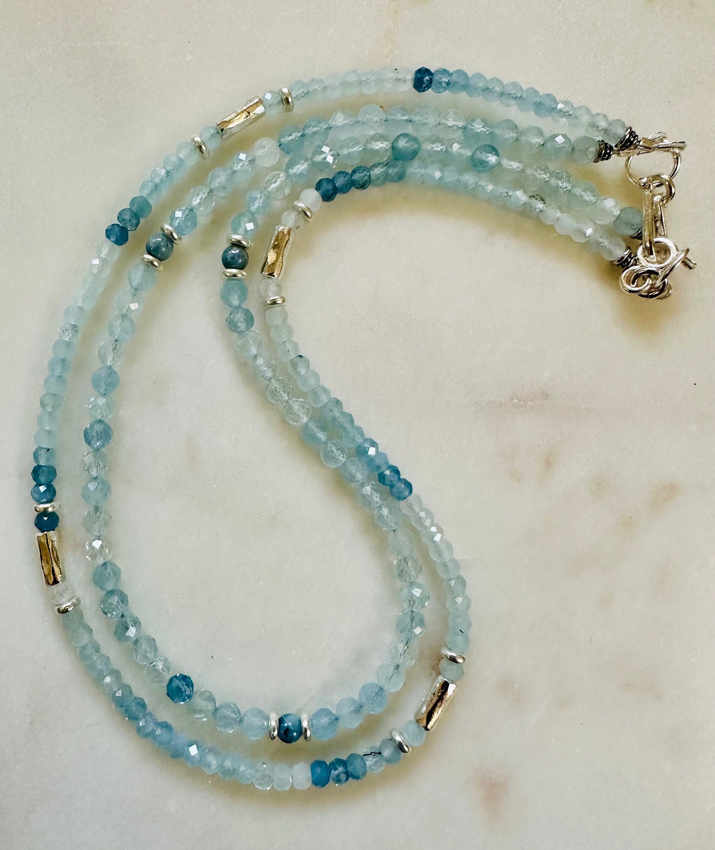 Aquamarine Beaded Two Strand Necklace