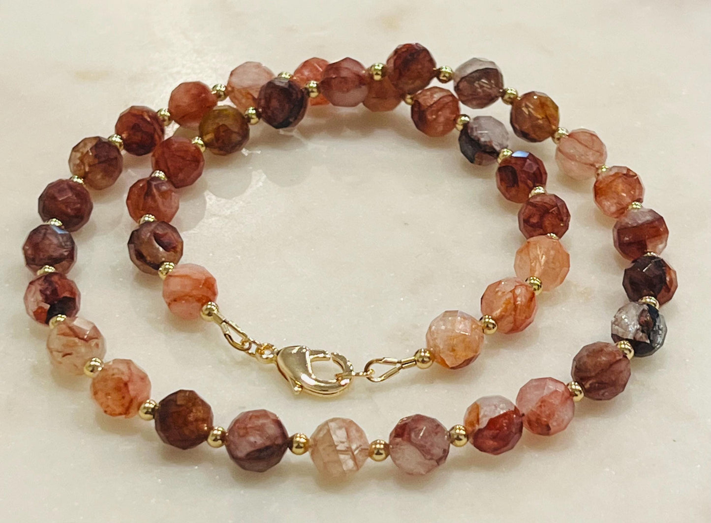 Sparkling Hematoid Quartz Beaded Necklace