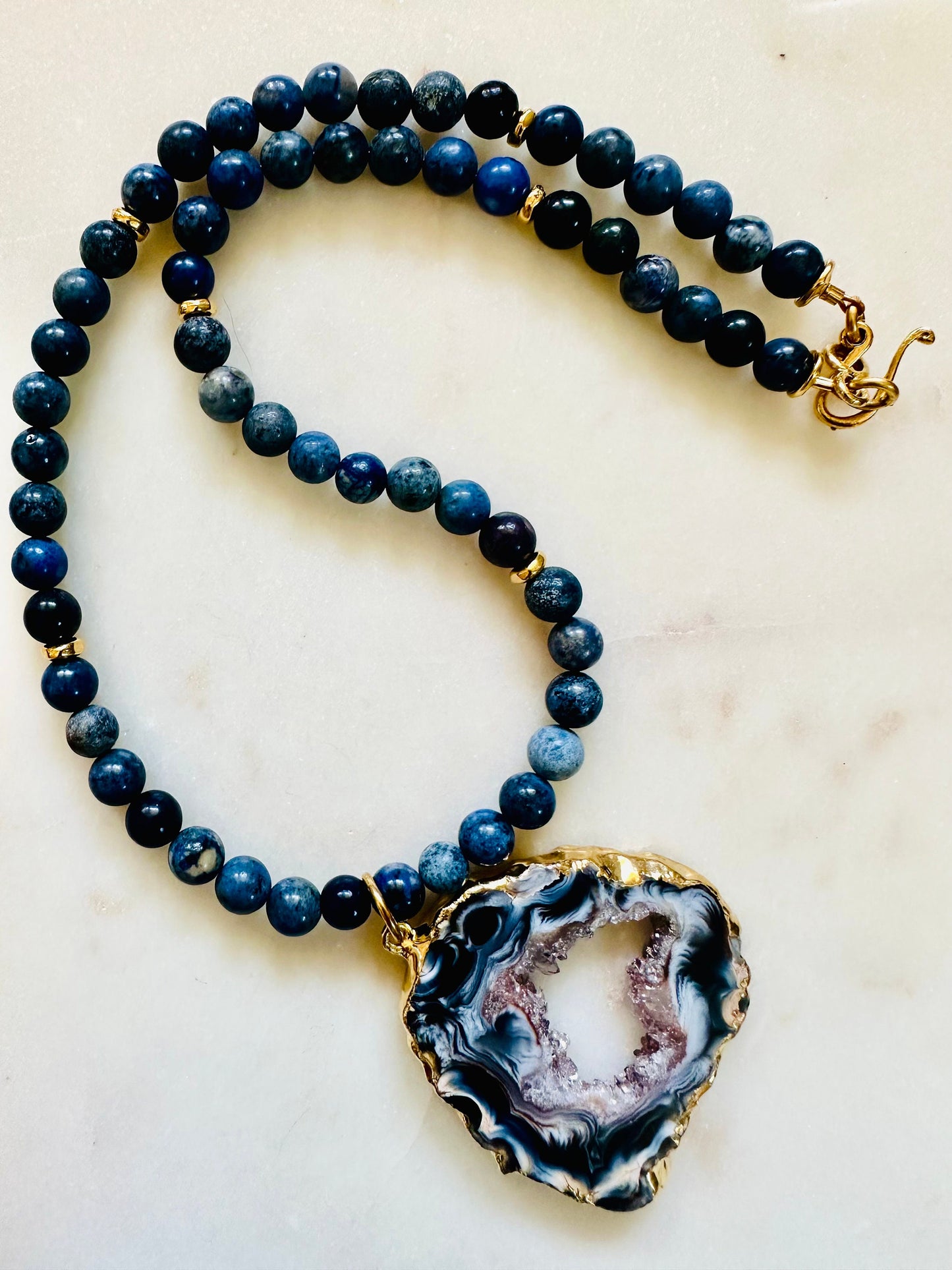 Dumortierite Quartz Beaded Necklace