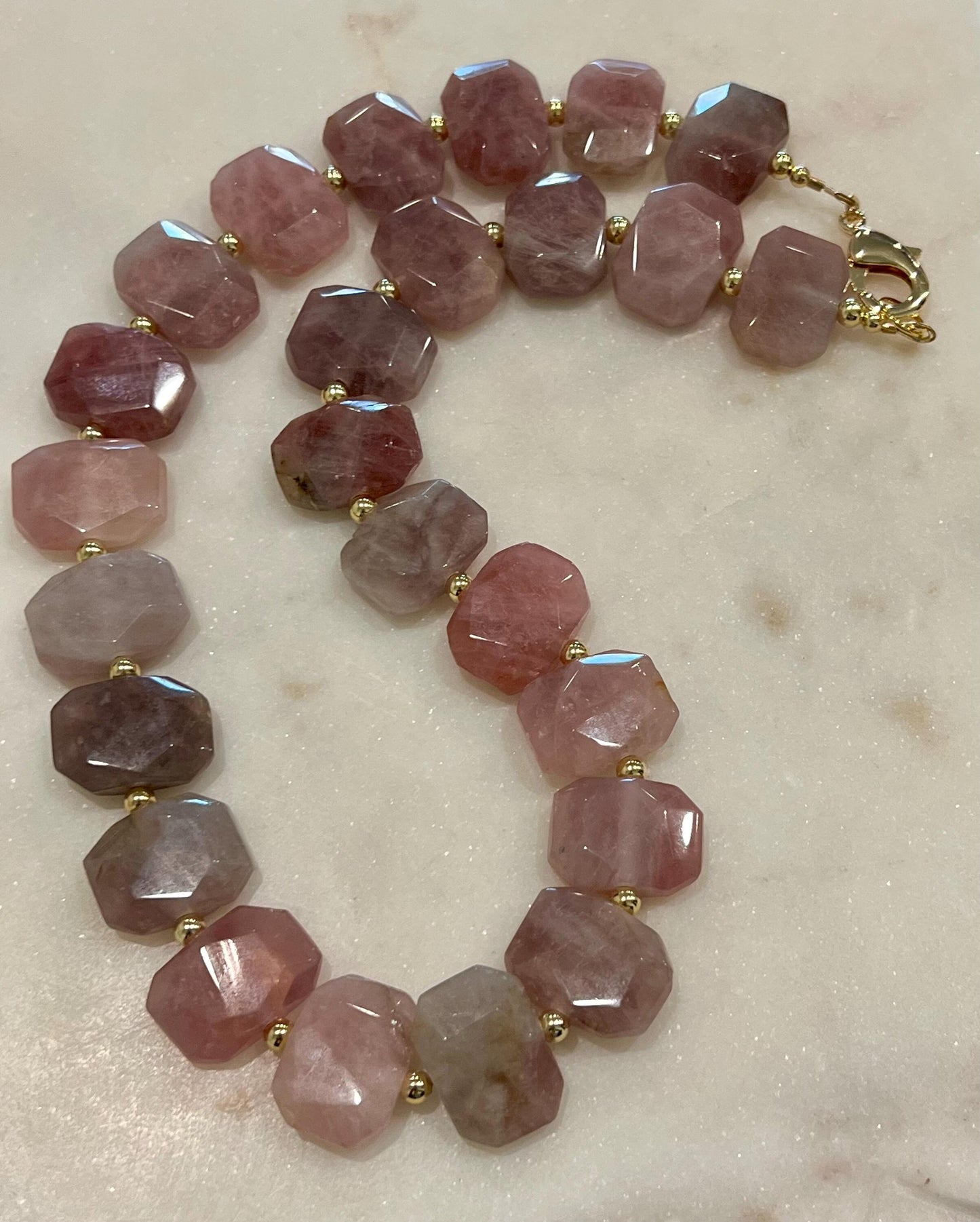 Madagascar Rose Quartz Beaded Necklace