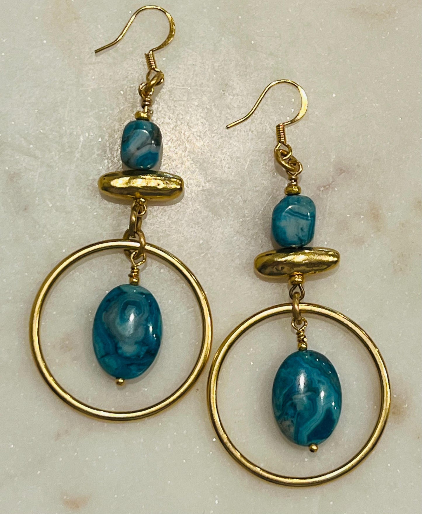 Larimar Crazy Lace Agate Beaded Earrings