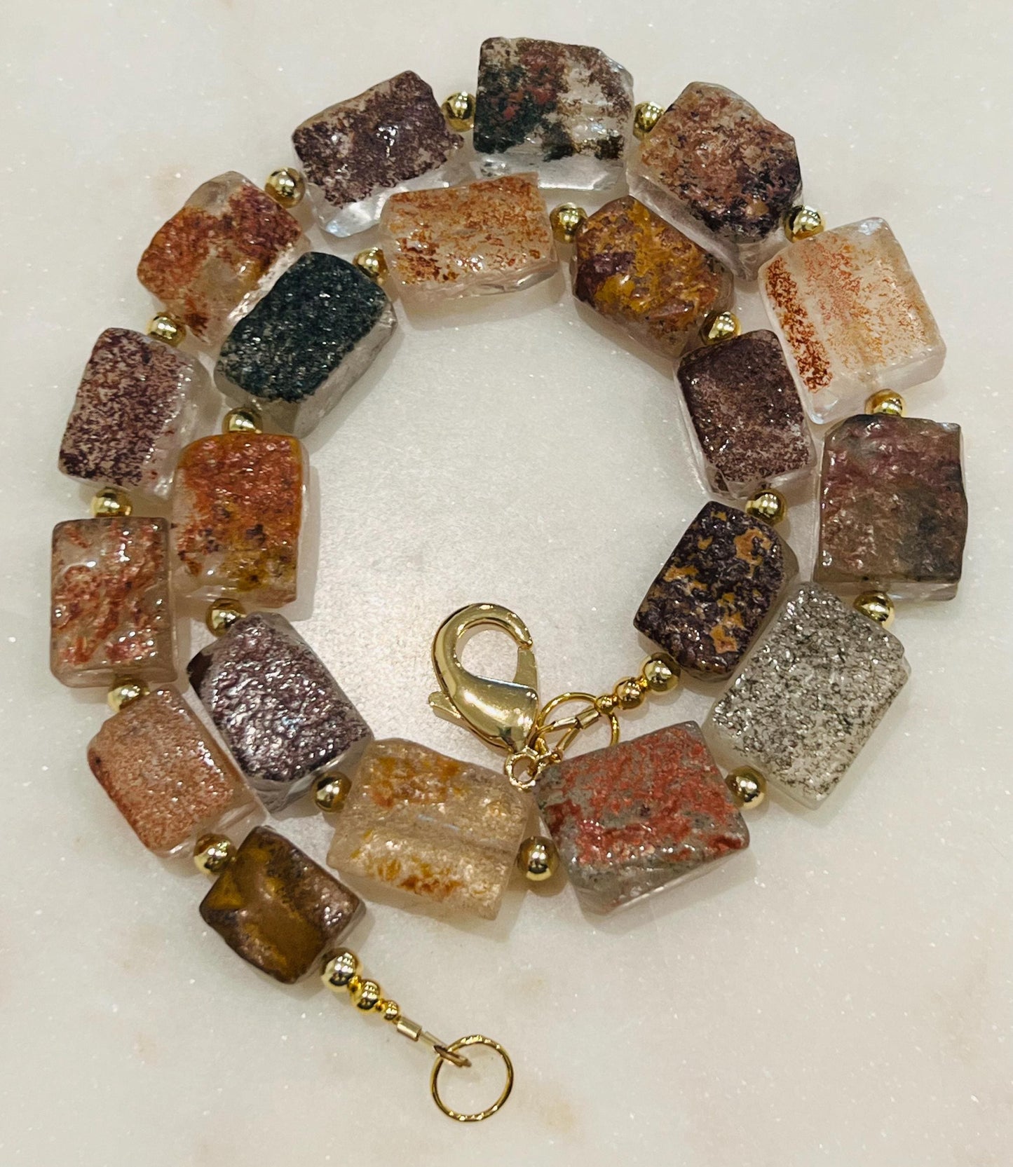 Natural Phantom Quartz Beaded Necklace