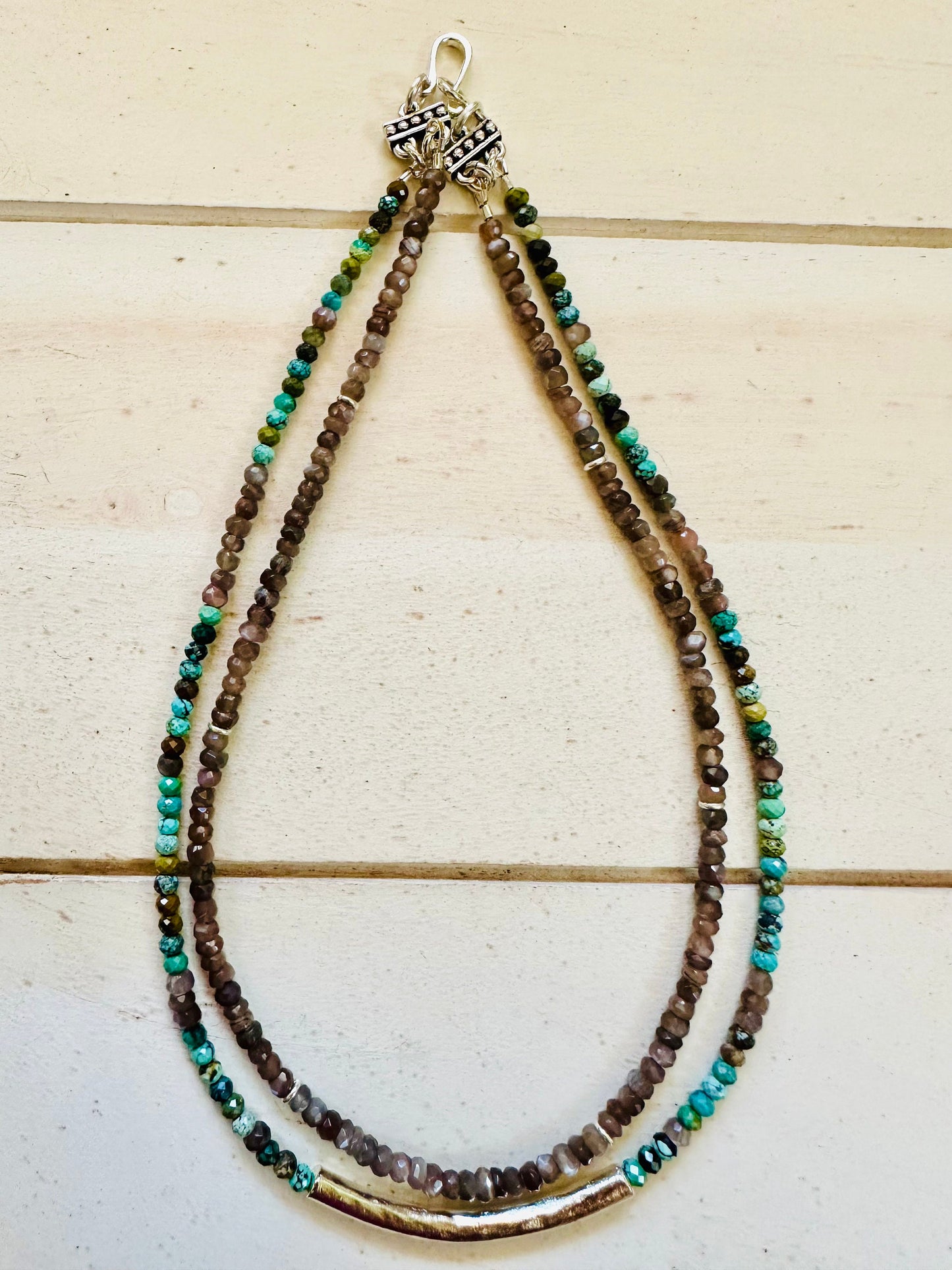 Turquoise and Moonstone Beaded Necklace