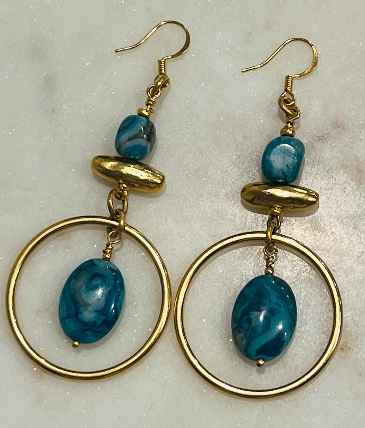 Larimar Crazy Lace Agate Beaded Earrings