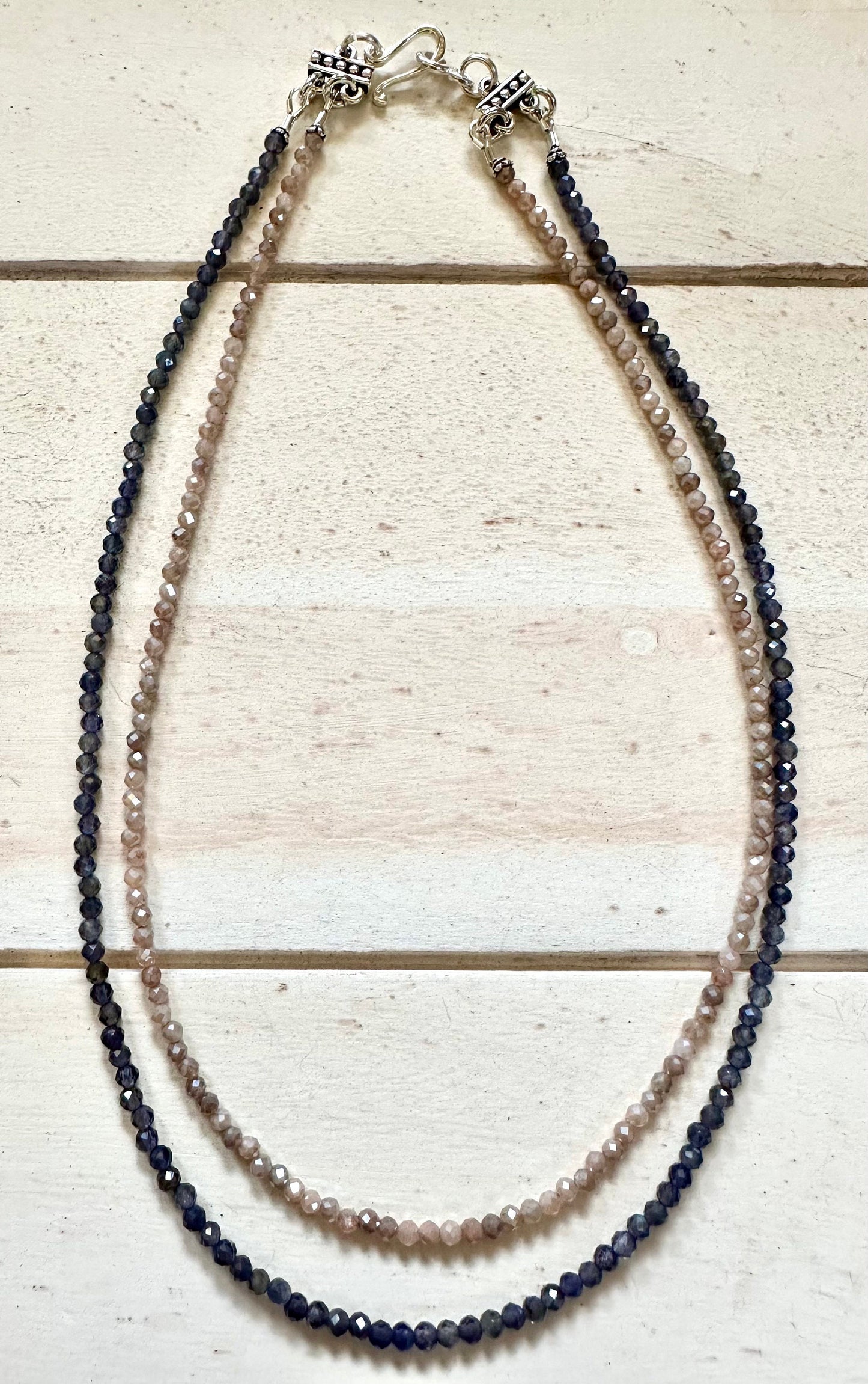 Iolite Mystic Moonstone Beaded Two Strand Necklace