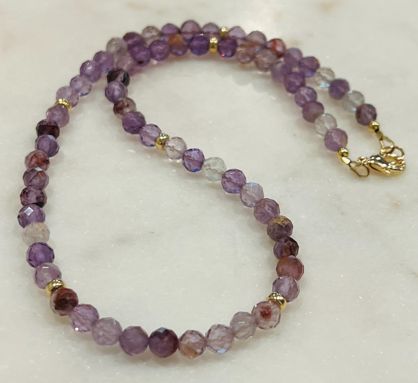 Sparkling Amethyst Beaded Necklace Super 7 Cacoxenite