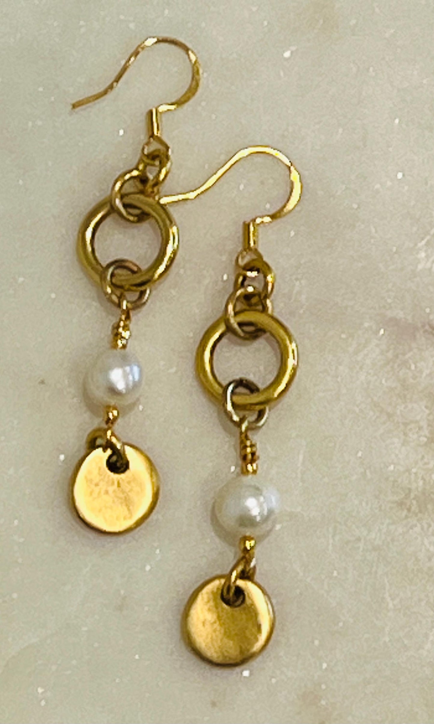 Freshwater Pearl Gold Beaded Earrings