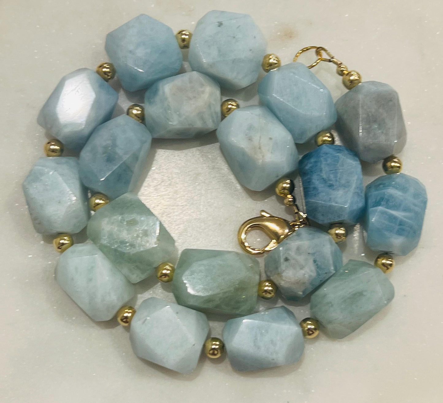 Aquamarine Beaded Chunky Necklace