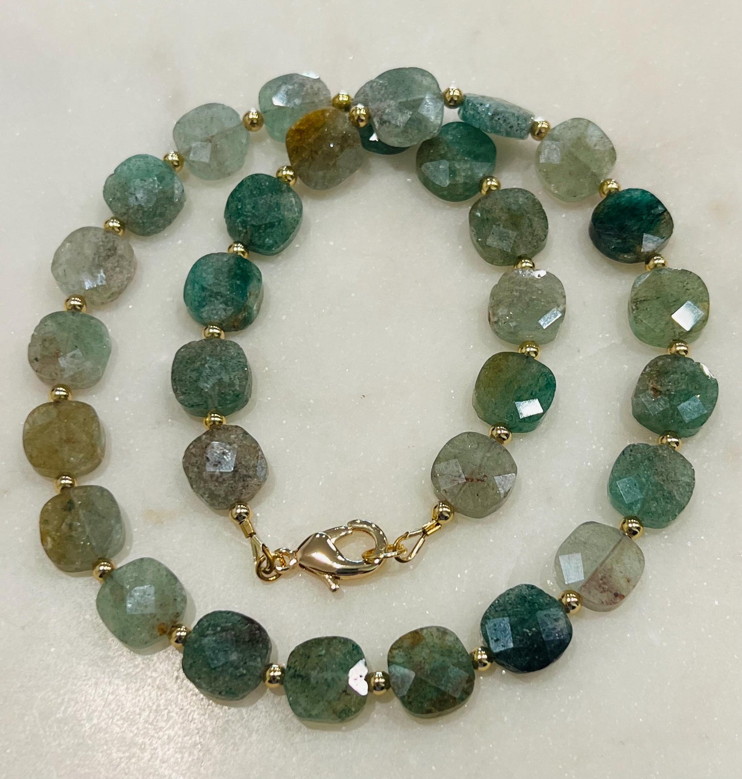 Green Strawberry Quartz Beaded Necklace