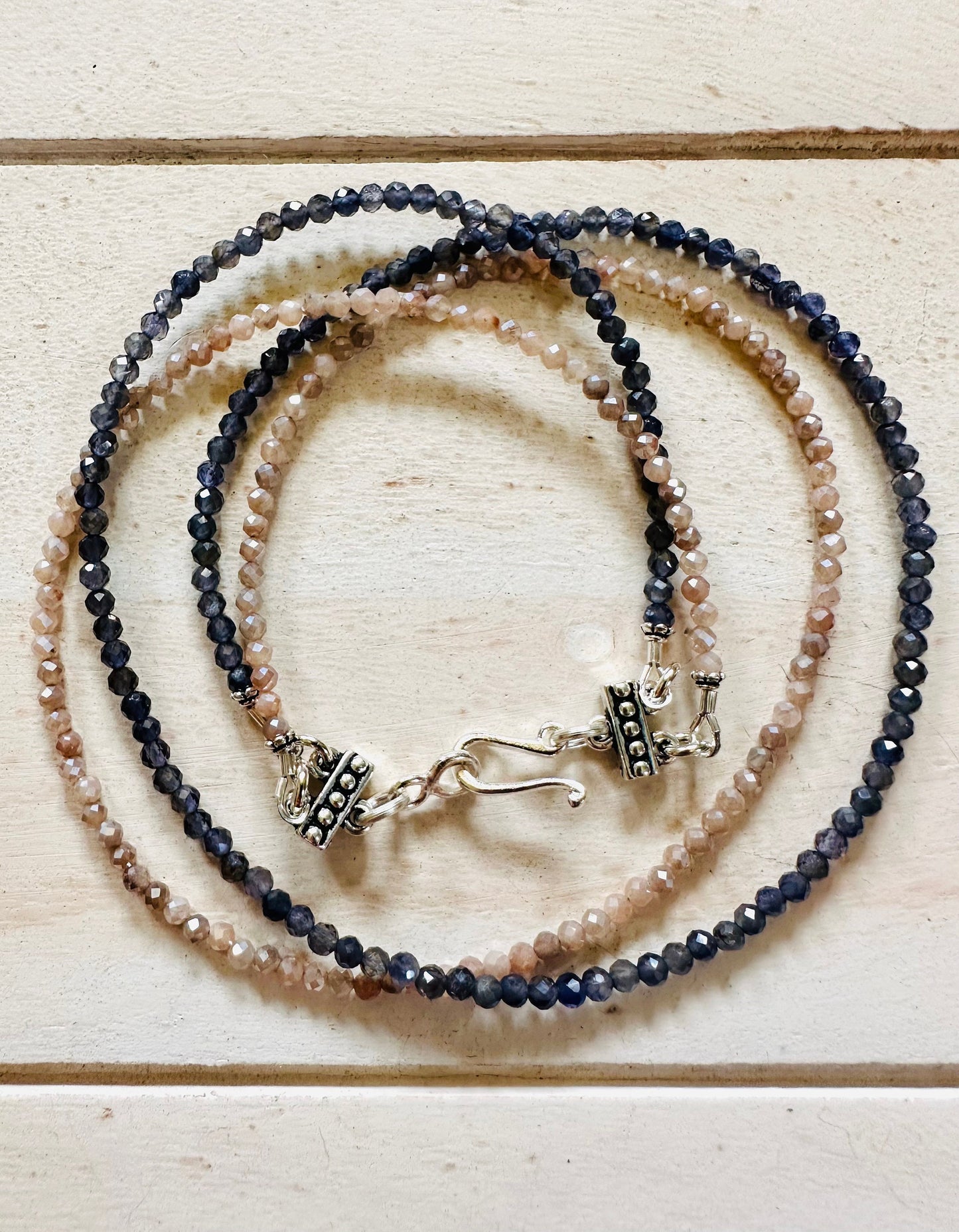 Iolite Mystic Moonstone Beaded Two Strand Necklace