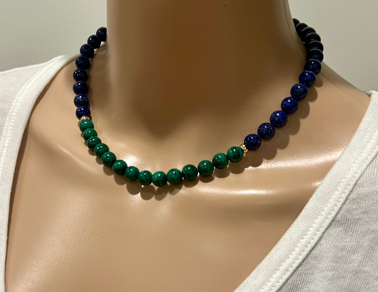 Malachite and Lapis Beaded Necklace