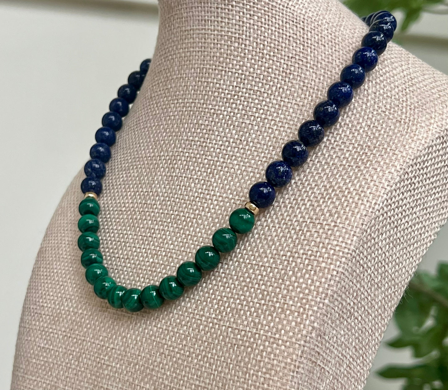 Malachite and Lapis Beaded Necklace