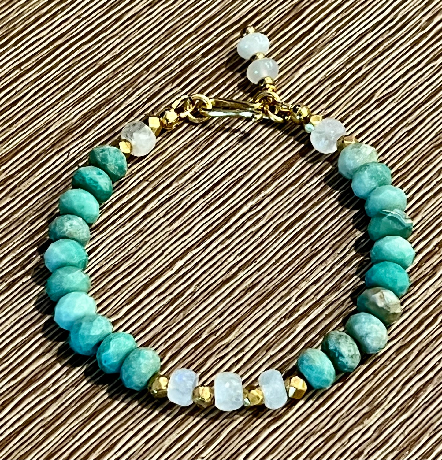 Chrysoprase and Rainbow Moonstone Bracelet