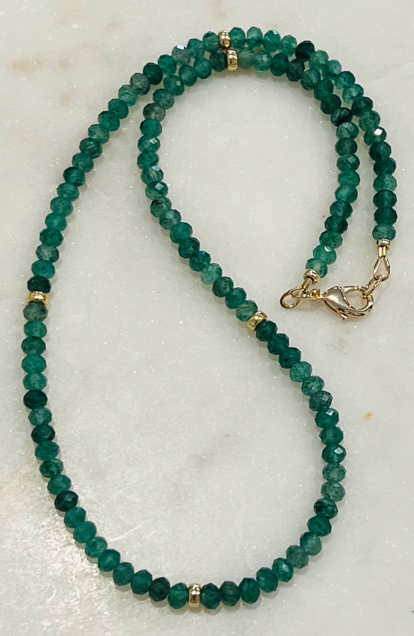 Green Strawberry Quartz Beaded Necklace