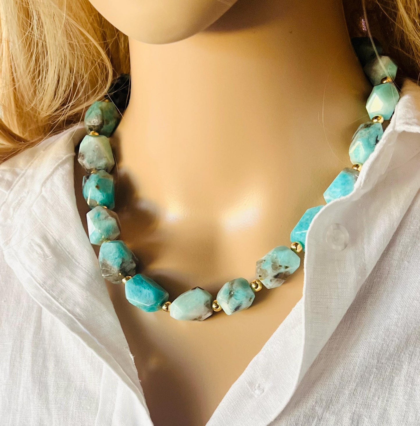 Amazonite Beaded Chunky Necklace