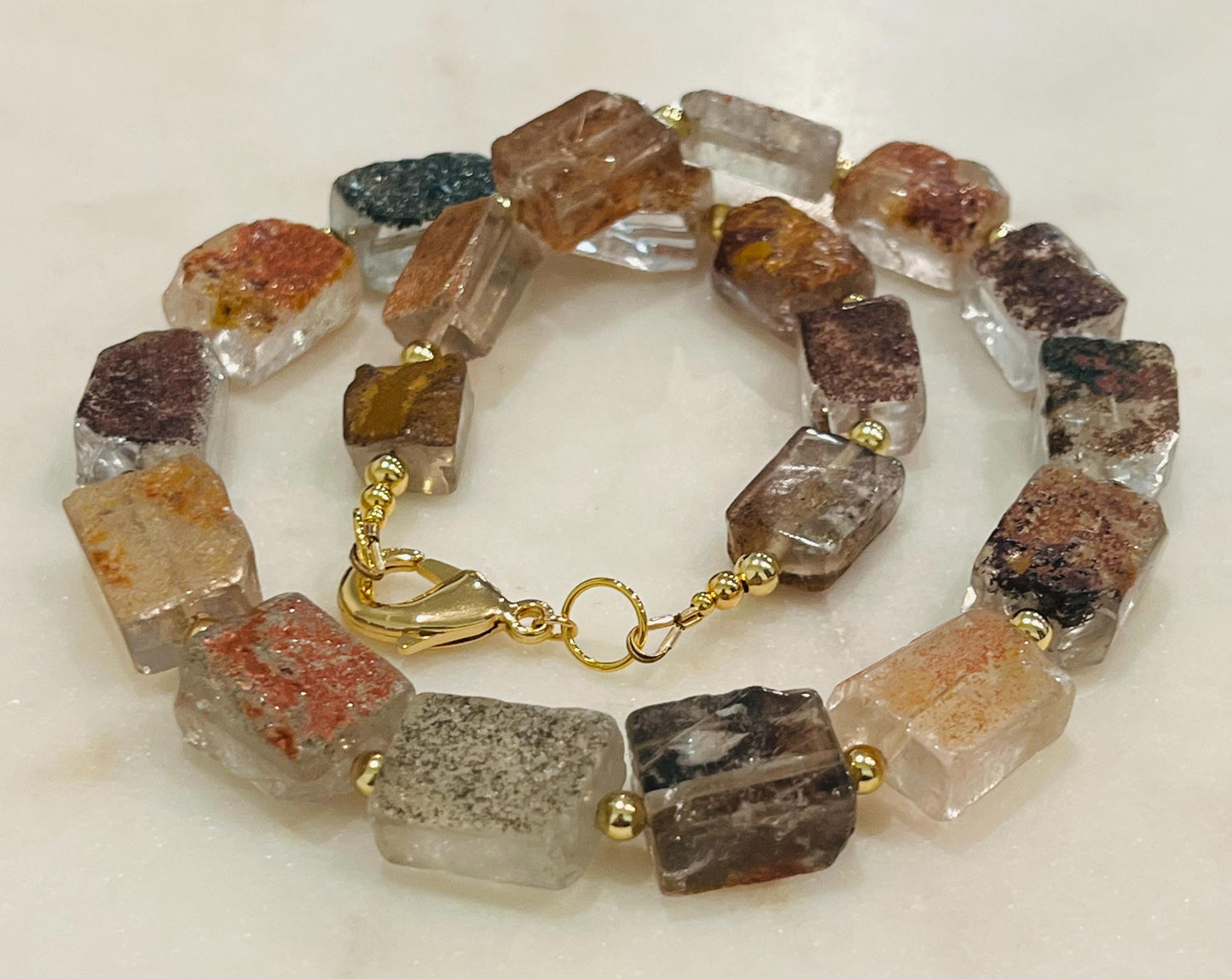 Natural Phantom Quartz Beaded Necklace