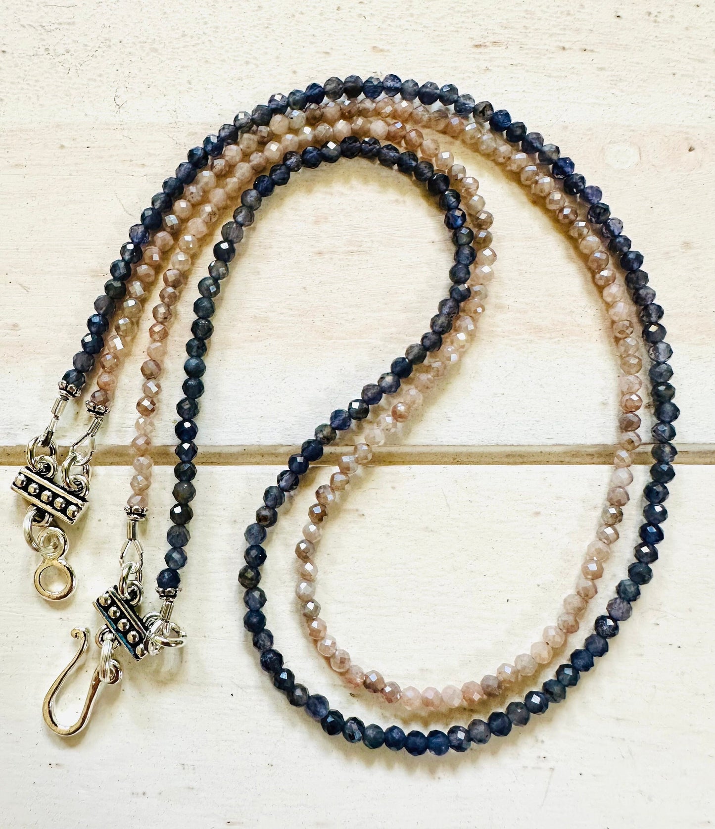 Iolite Mystic Moonstone Beaded Two Strand Necklace