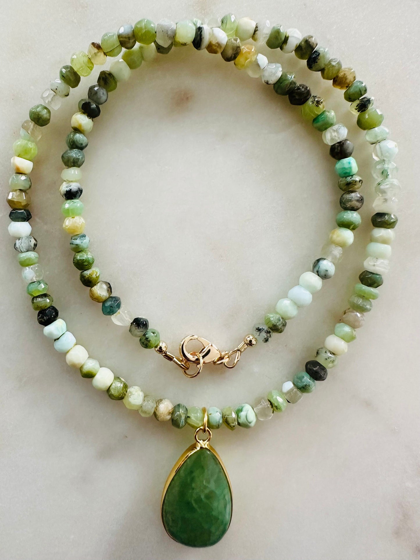 Green Opal Beaded Necklace