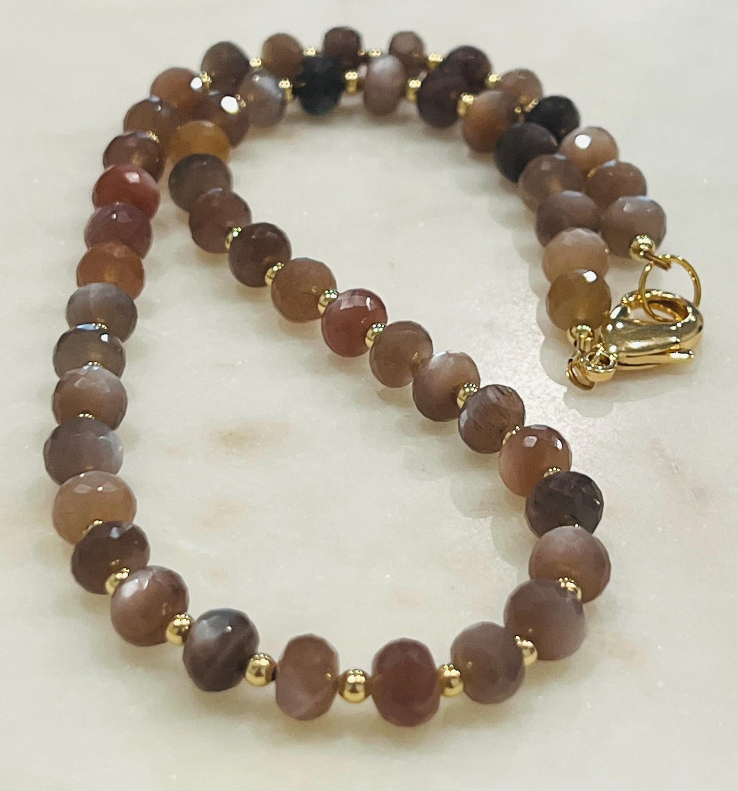 Chocolate Moonstone Beaded Necklace