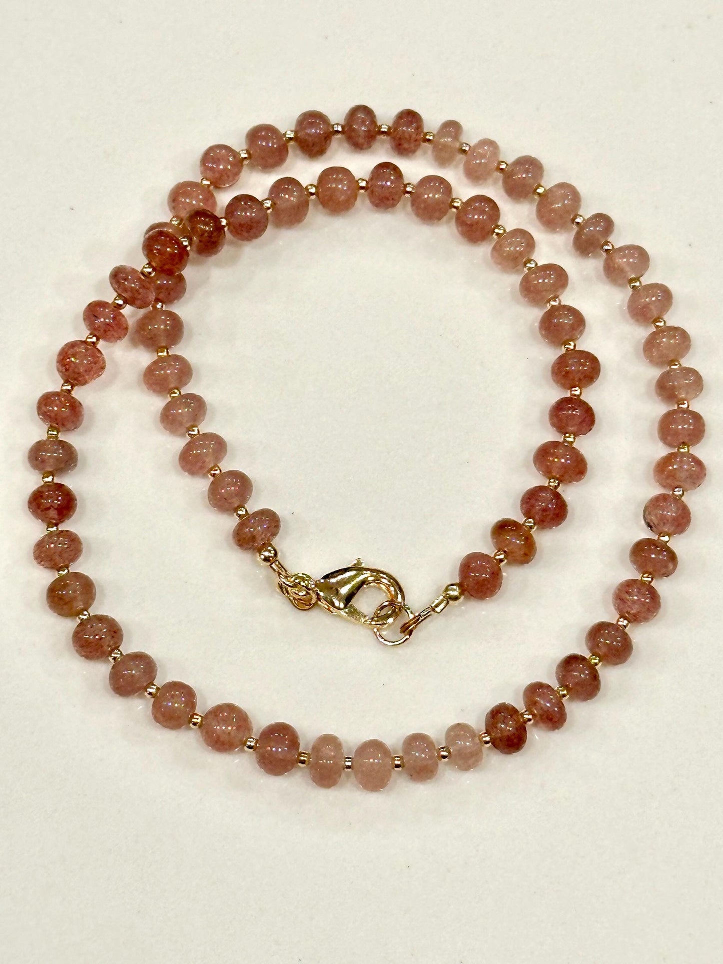 Strawberry Quartz Beaded Necklace