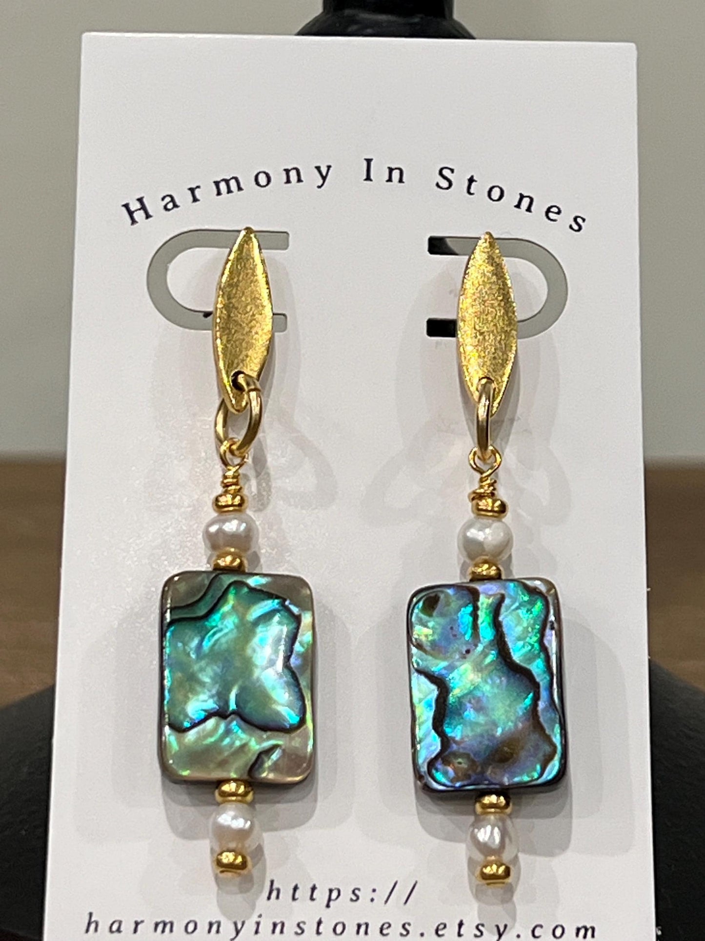 Abalone and Pearl Beaded Earrings