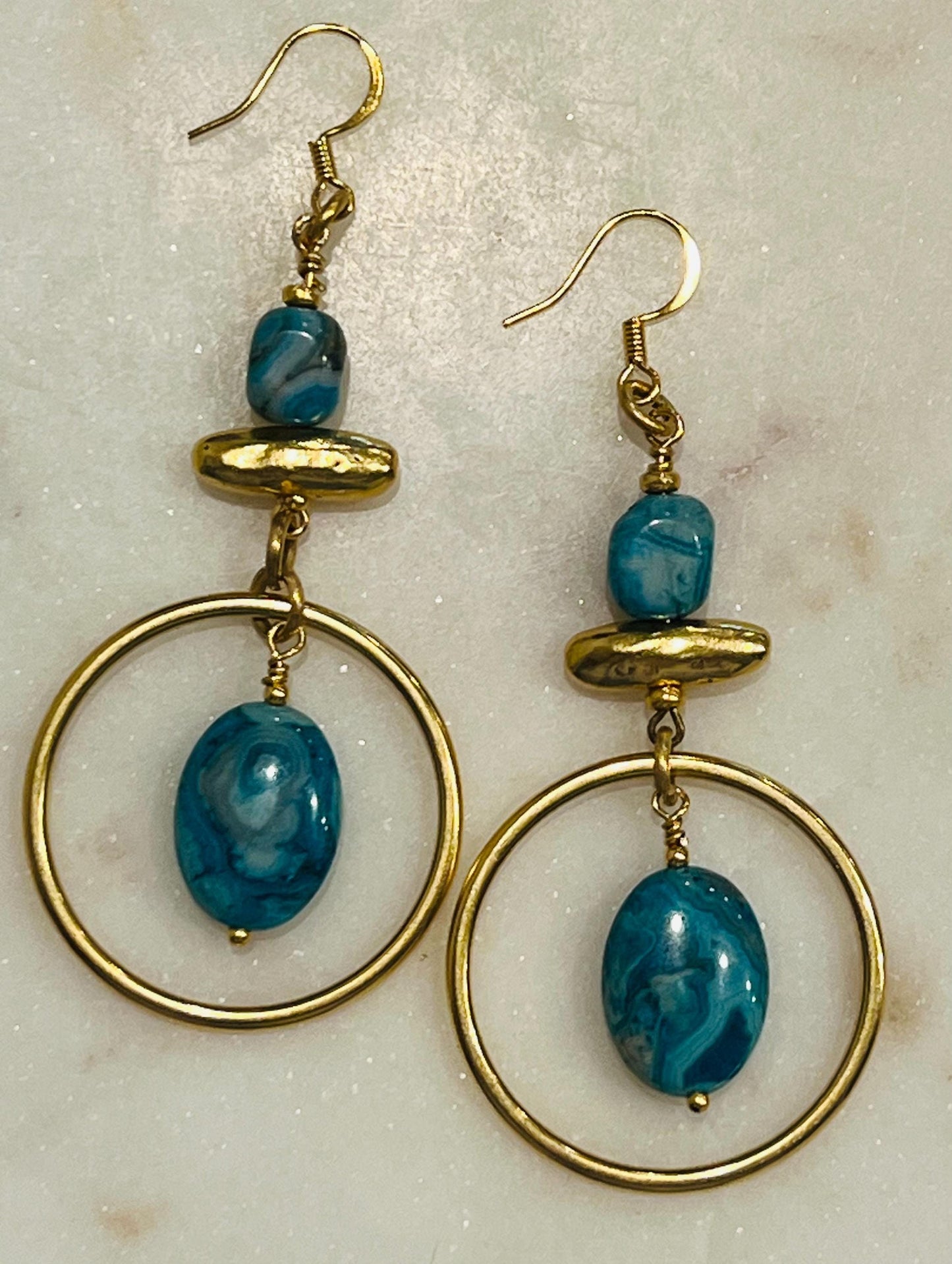 Larimar Crazy Lace Agate Beaded Earrings