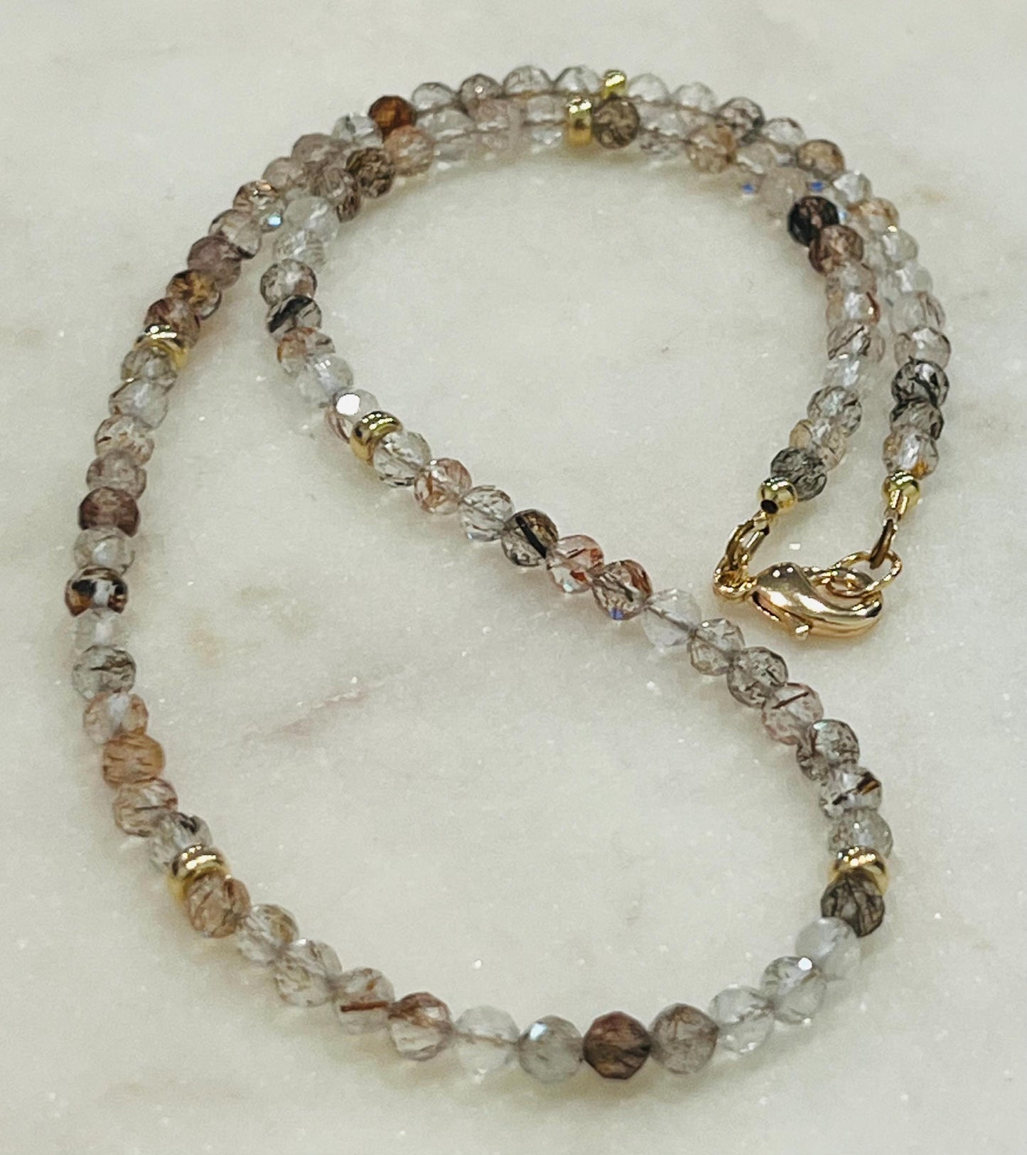 Copper Rutilated Quartz Beaded Necklace