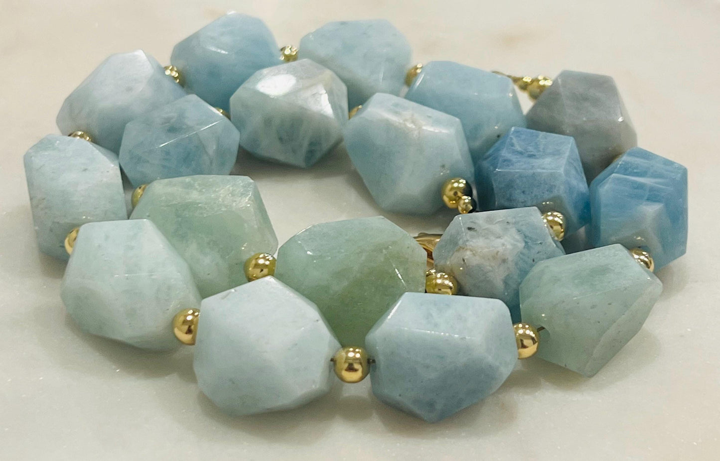 Aquamarine Beaded Chunky Necklace