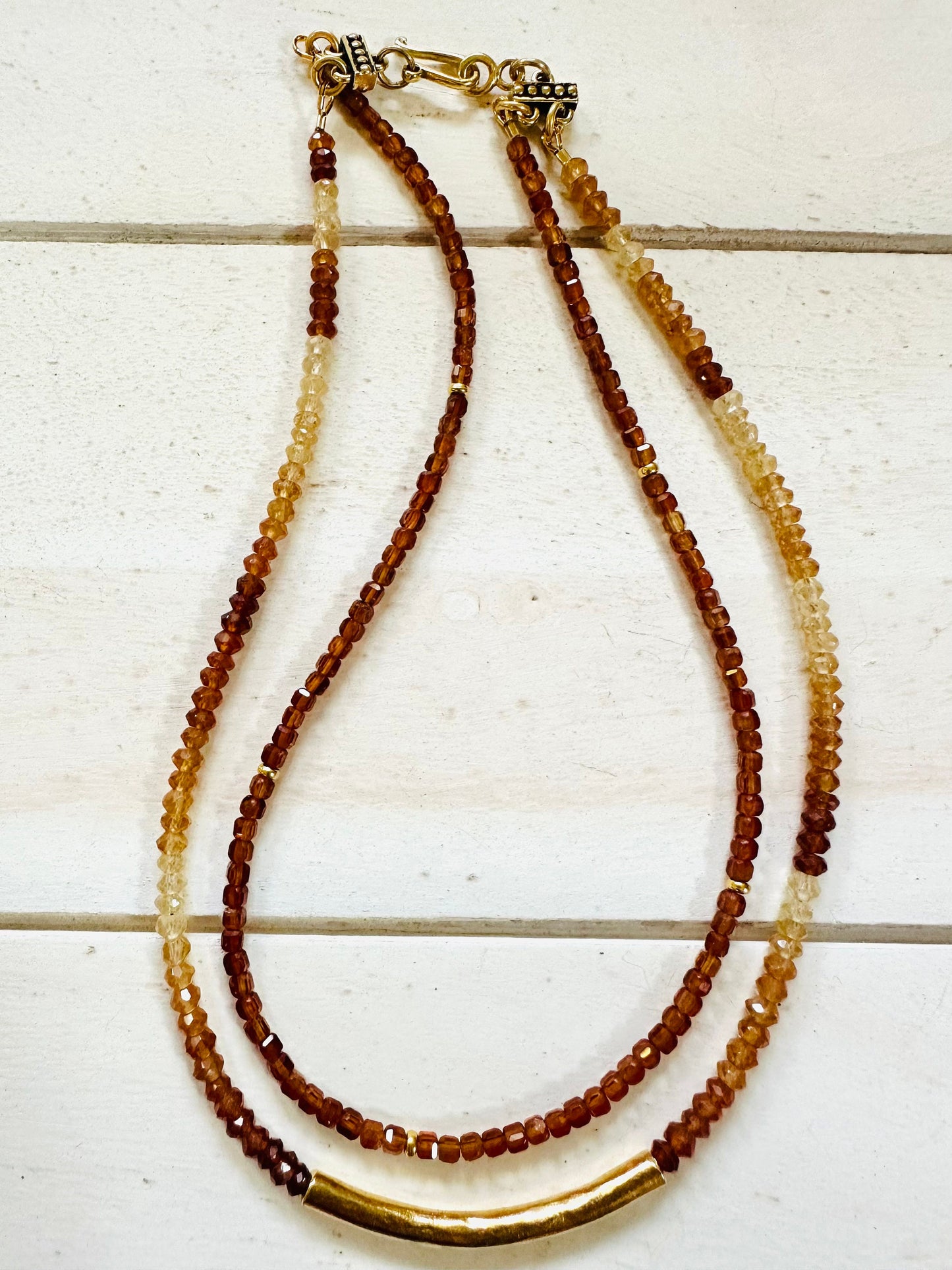 Garnet Double Strand Beaded Necklace