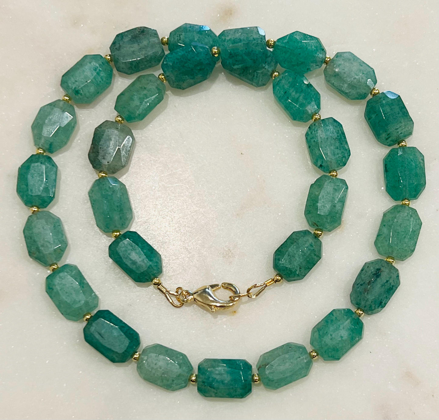 Green Strawberry Quartz Beaded Necklace