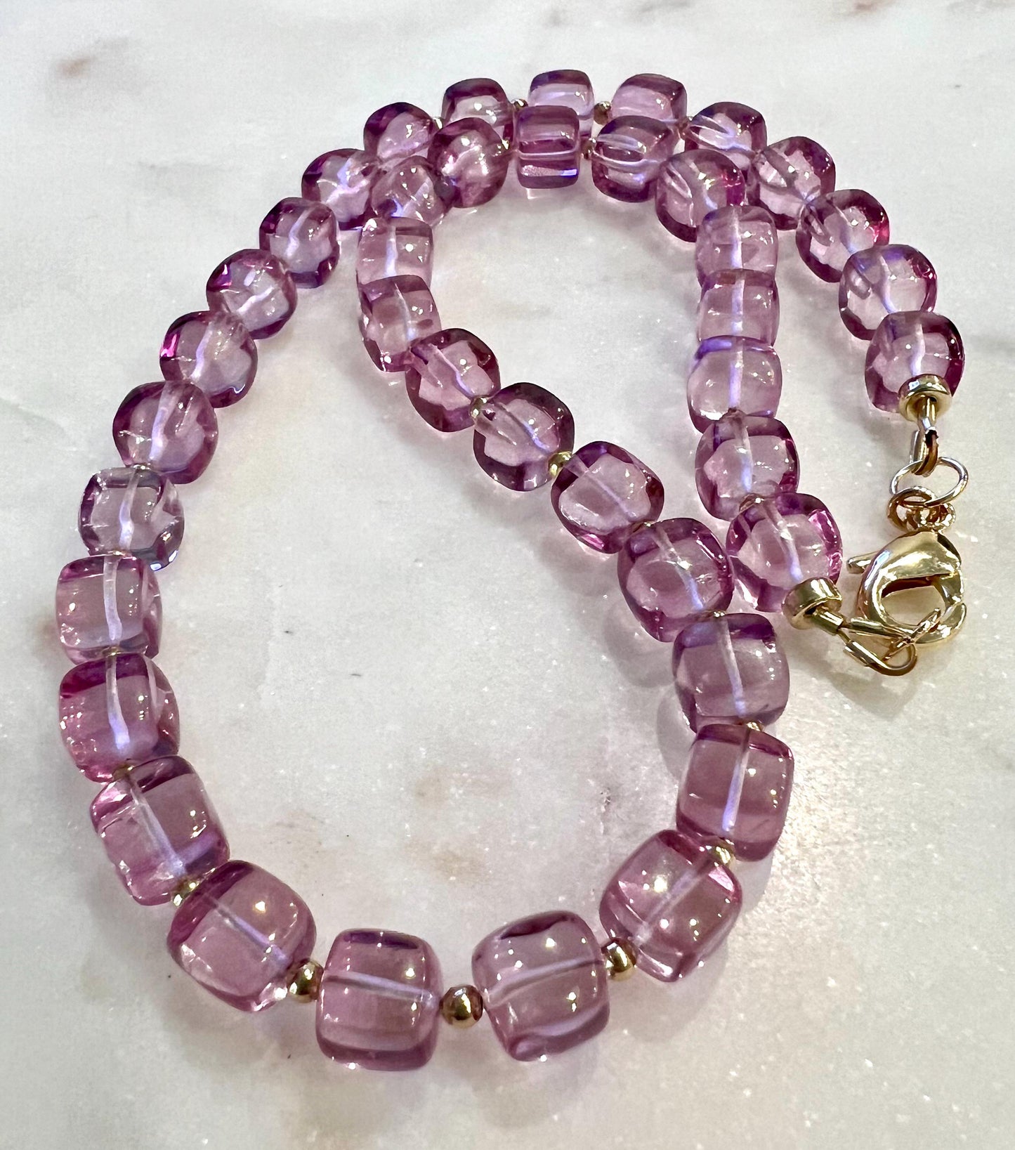 Pink Quartz Beaded Necklace