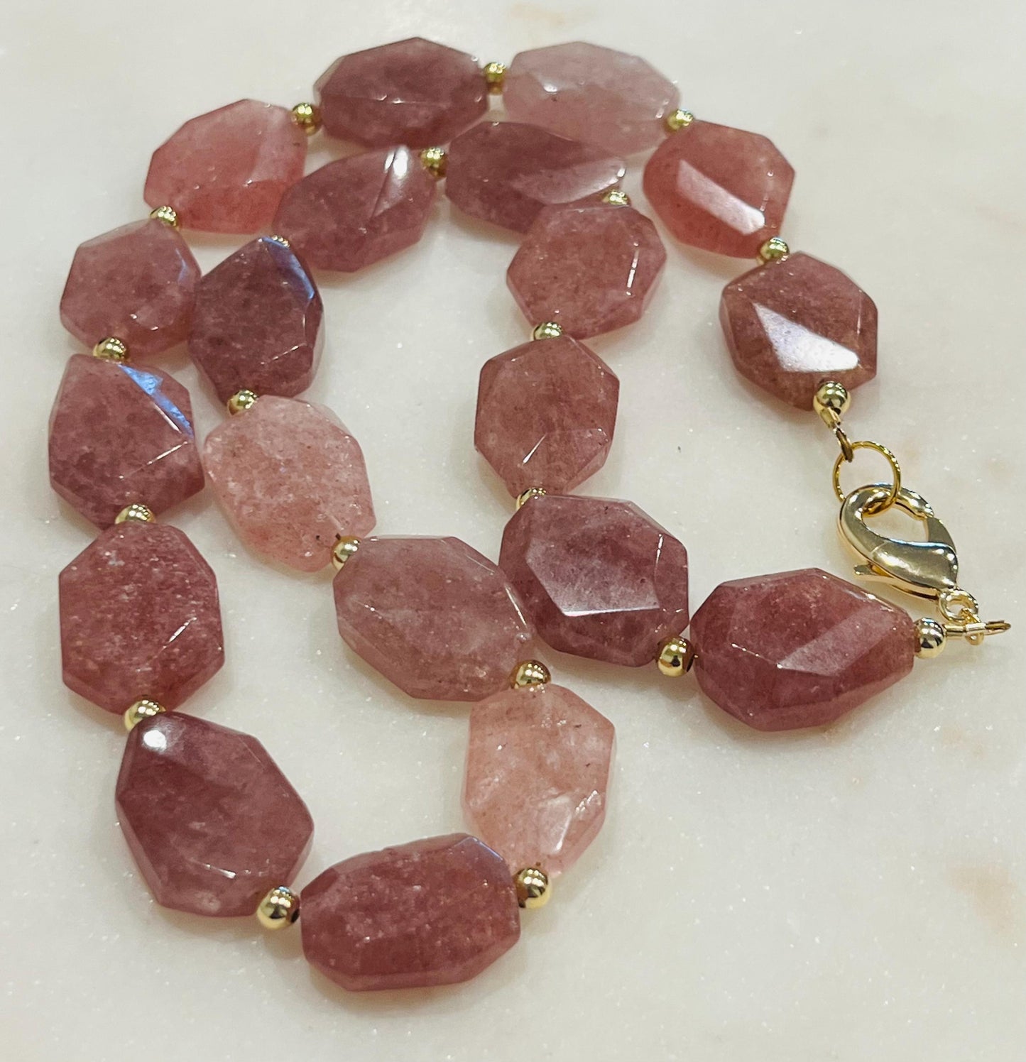 Strawberry Quartz Beaded Necklace