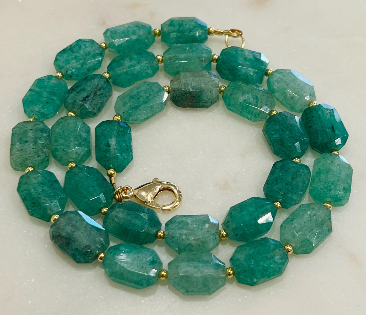 Green Strawberry Quartz Beaded Necklace