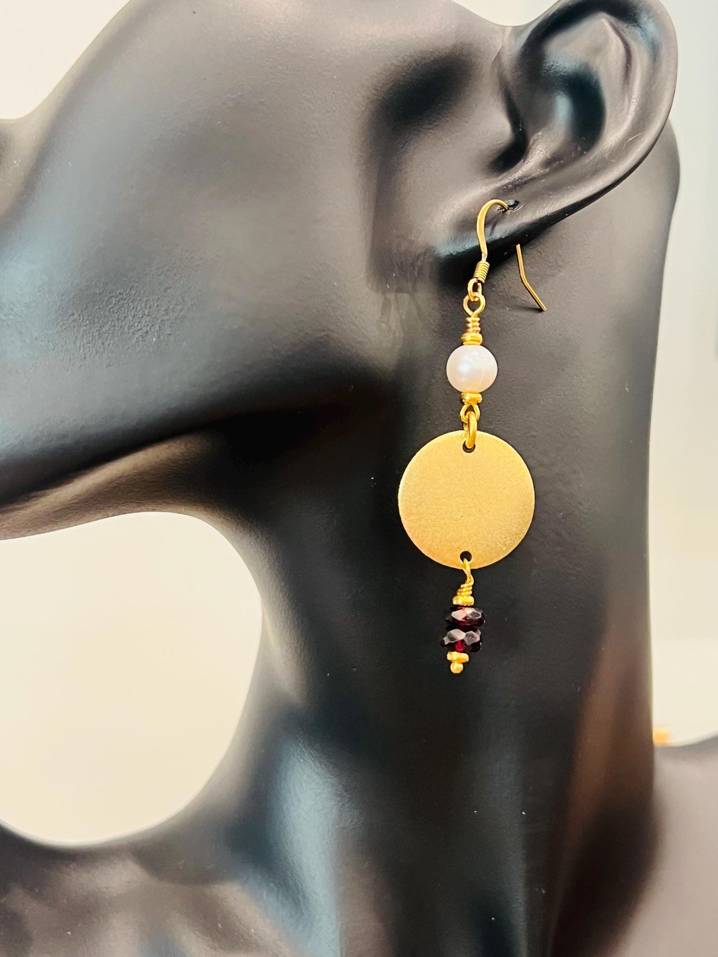 Pearl and Garnet Beaded Earrings